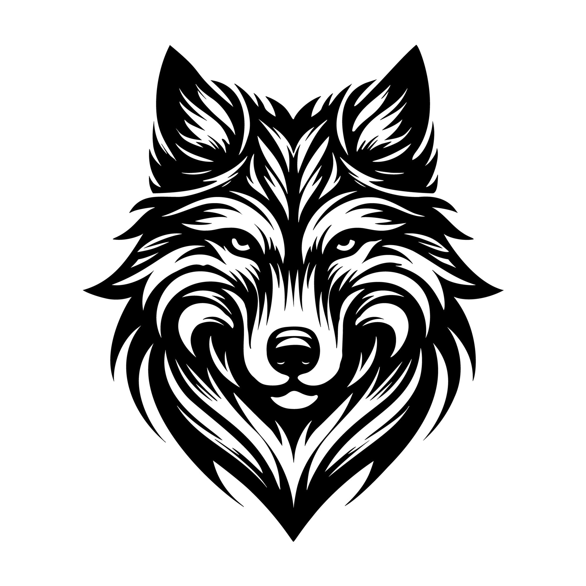 Wolf Head Illustration SVG design for Cricut, Silhouette, laser cutting, vinyl, sublimation, and craft projects.