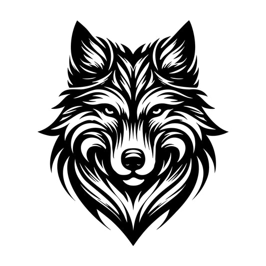 Wolf Head Illustration SVG design for Cricut, Silhouette, laser cutting, vinyl, sublimation, and craft projects.