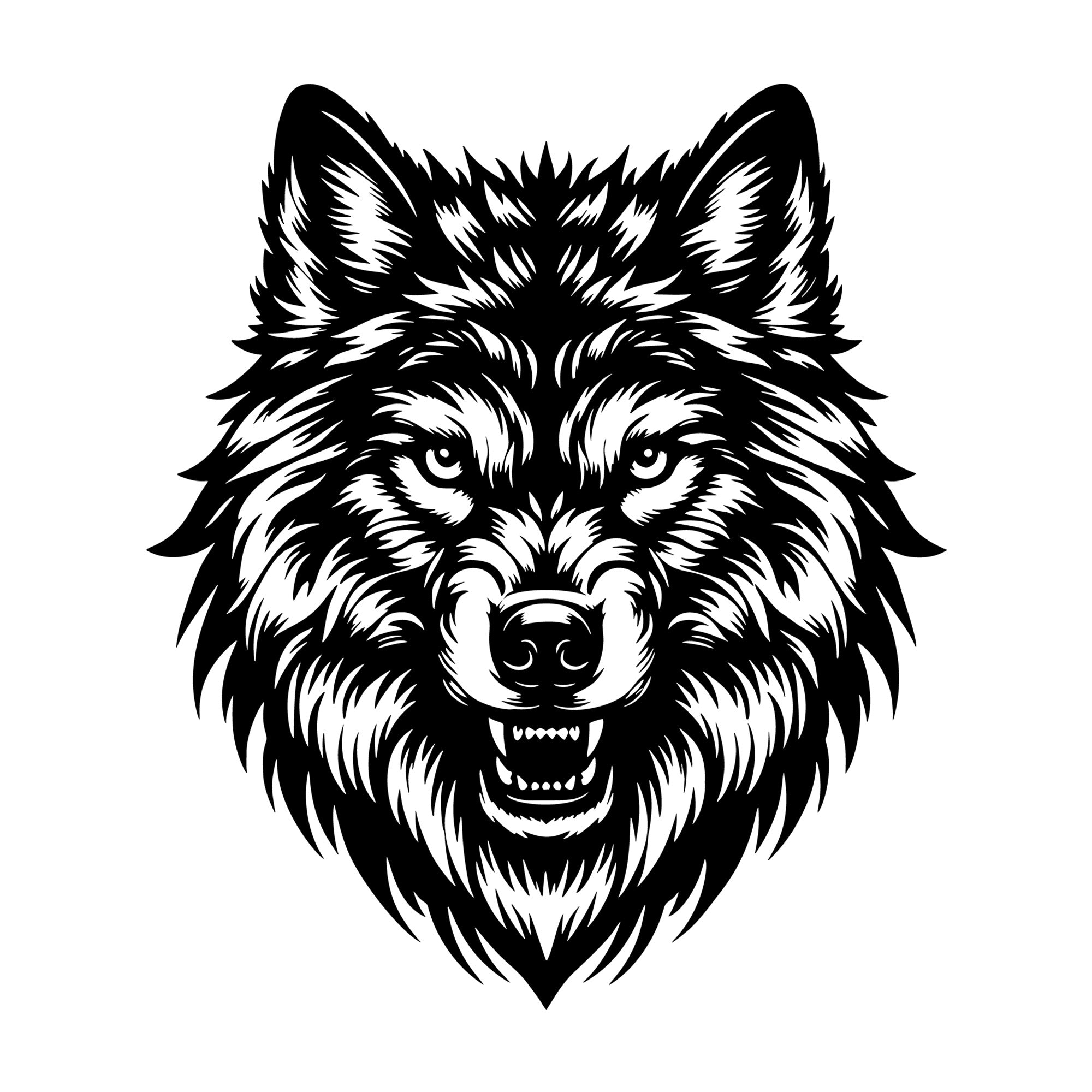 Wolf Head Intricate SVG design for Cricut, Silhouette, laser cutting, vinyl, sublimation, and craft projects.