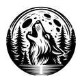 Wolf Howling Under Full Moon SVG design for Cricut, Silhouette, laser cutting, vinyl, sublimation, and craft projects.