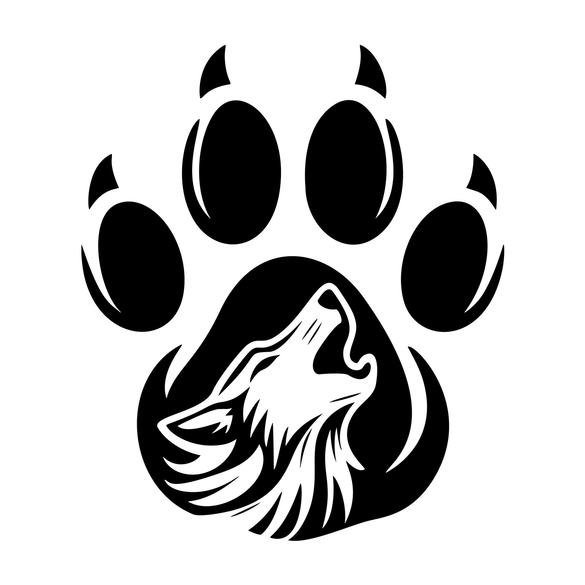 Wolf Paw SVG design for Cricut, Silhouette, laser cutting, vinyl, sublimation, and craft projects.