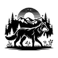 Wolf Scenic Forest SVG design for Cricut, Silhouette, laser cutting, vinyl, sublimation, and craft projects.
