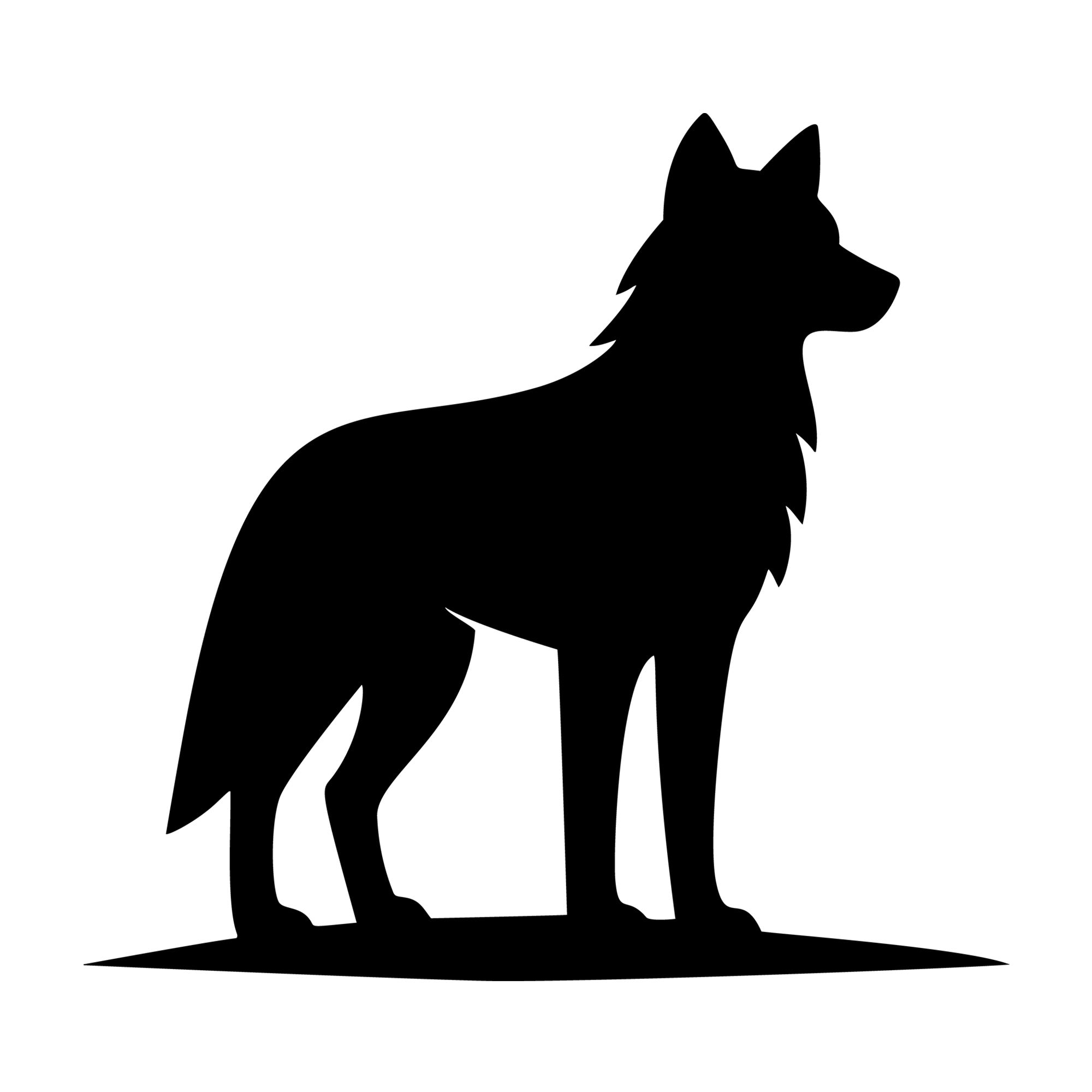 Wolf Standing Silhouette SVG design for Cricut, Silhouette, laser cutting, vinyl, sublimation, and craft projects.