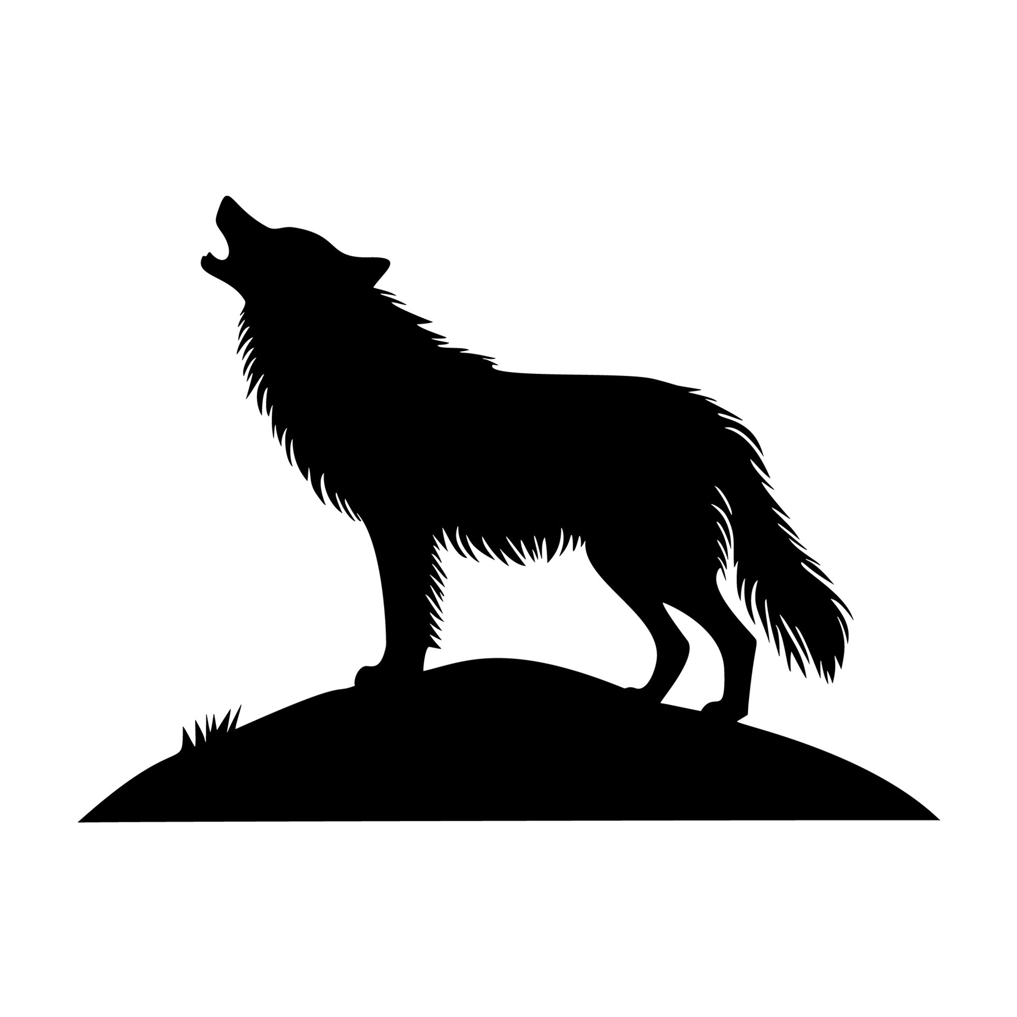 Wolf on Hill Silhouette SVG design for Cricut, Silhouette, laser cutting, vinyl, sublimation, and craft projects.