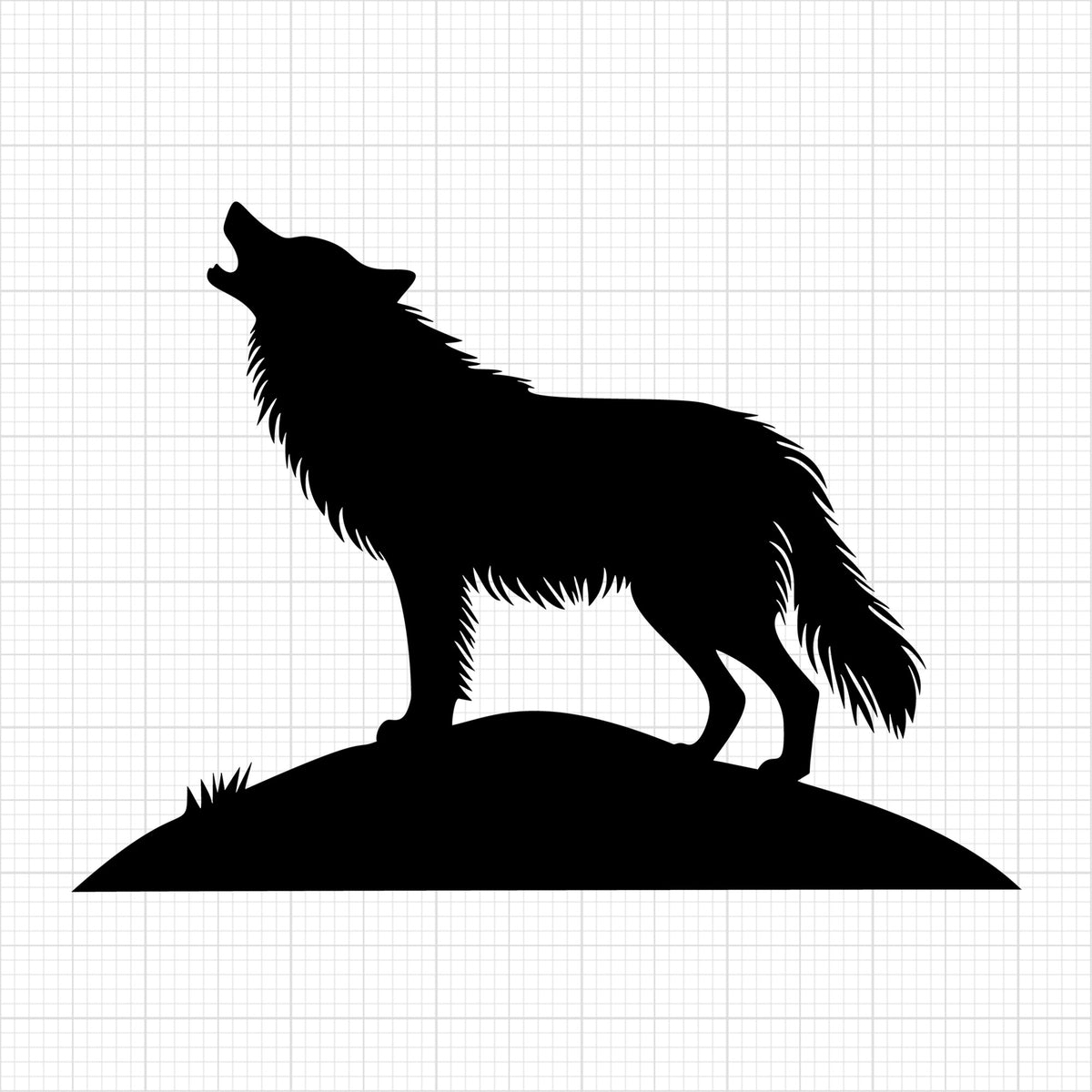 Wolf on Hill Silhouette