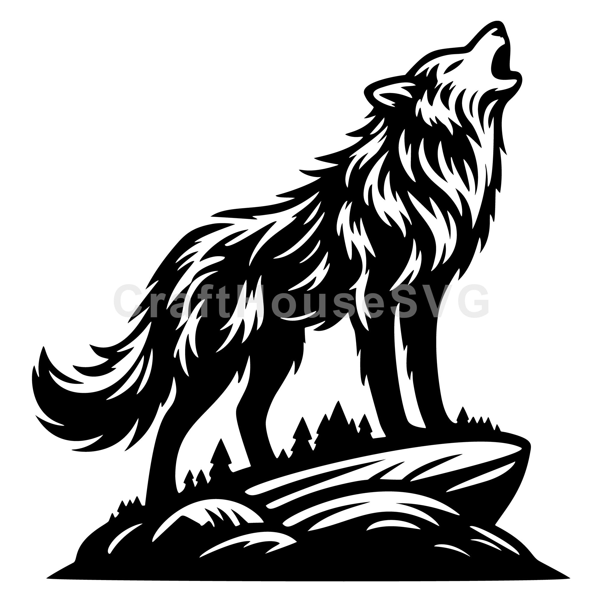 Wolf on Hill SVG