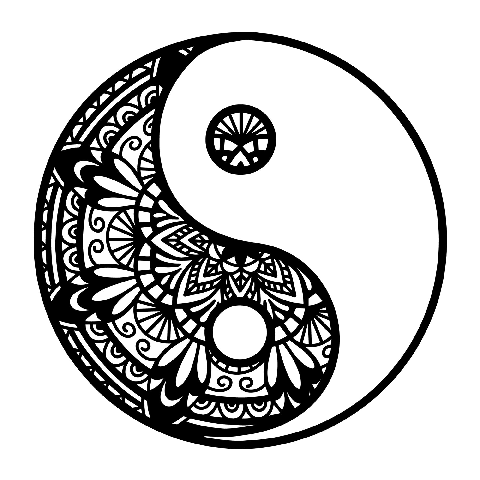 Yin Yang Mandala SVG mandala SVG design for Cricut, Silhouette, laser cutting, vinyl, sublimation, decals, shirts, and DIY craft projects.