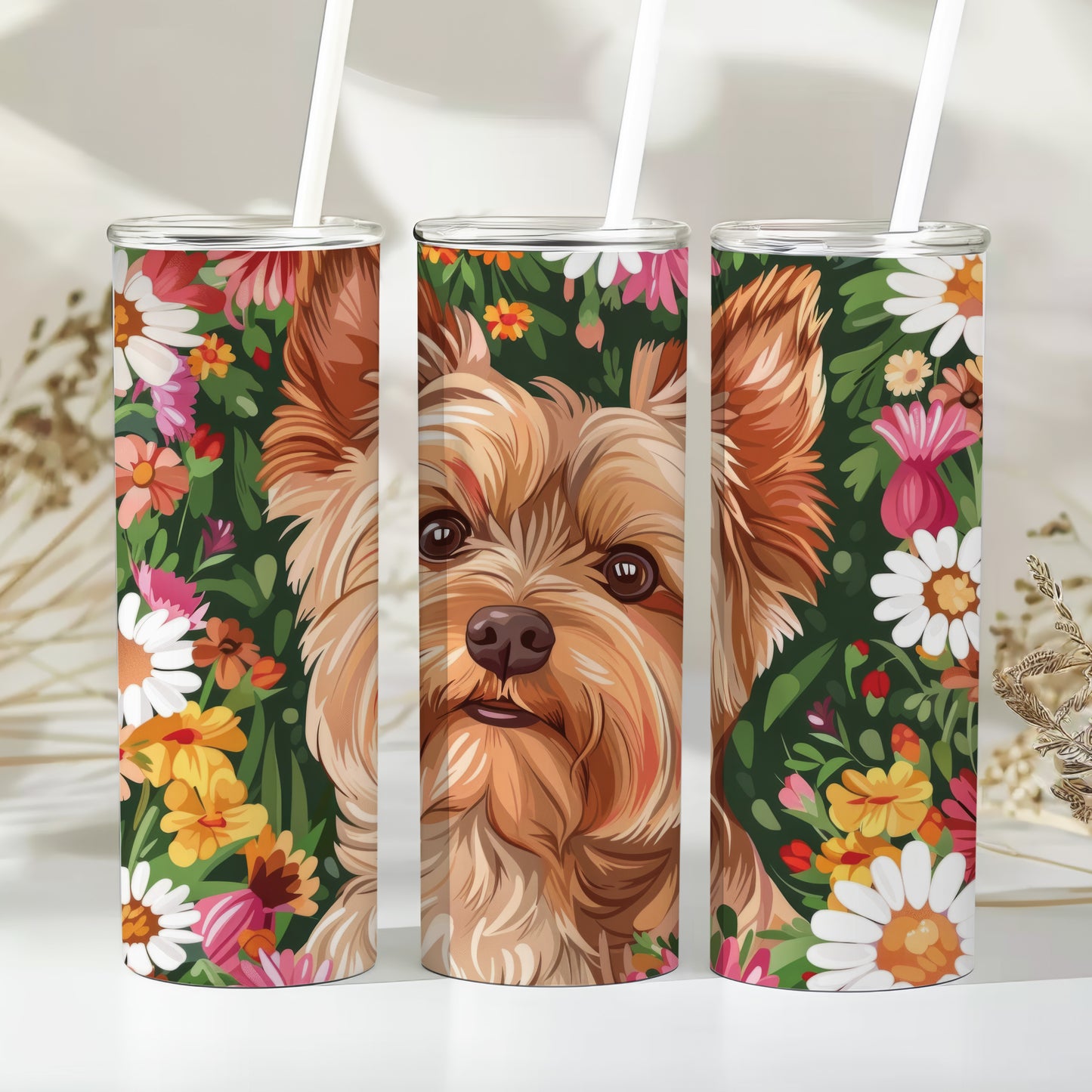Dog Illustration Tumbler Sublimation Bundle PNG 20 oz