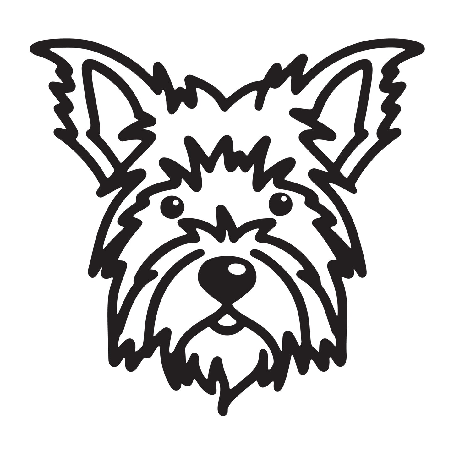 Yorkshire Terrier SVG dog outline design for Cricut, Silhouette, laser cutting, vinyl, sublimation, and pet craft projects.