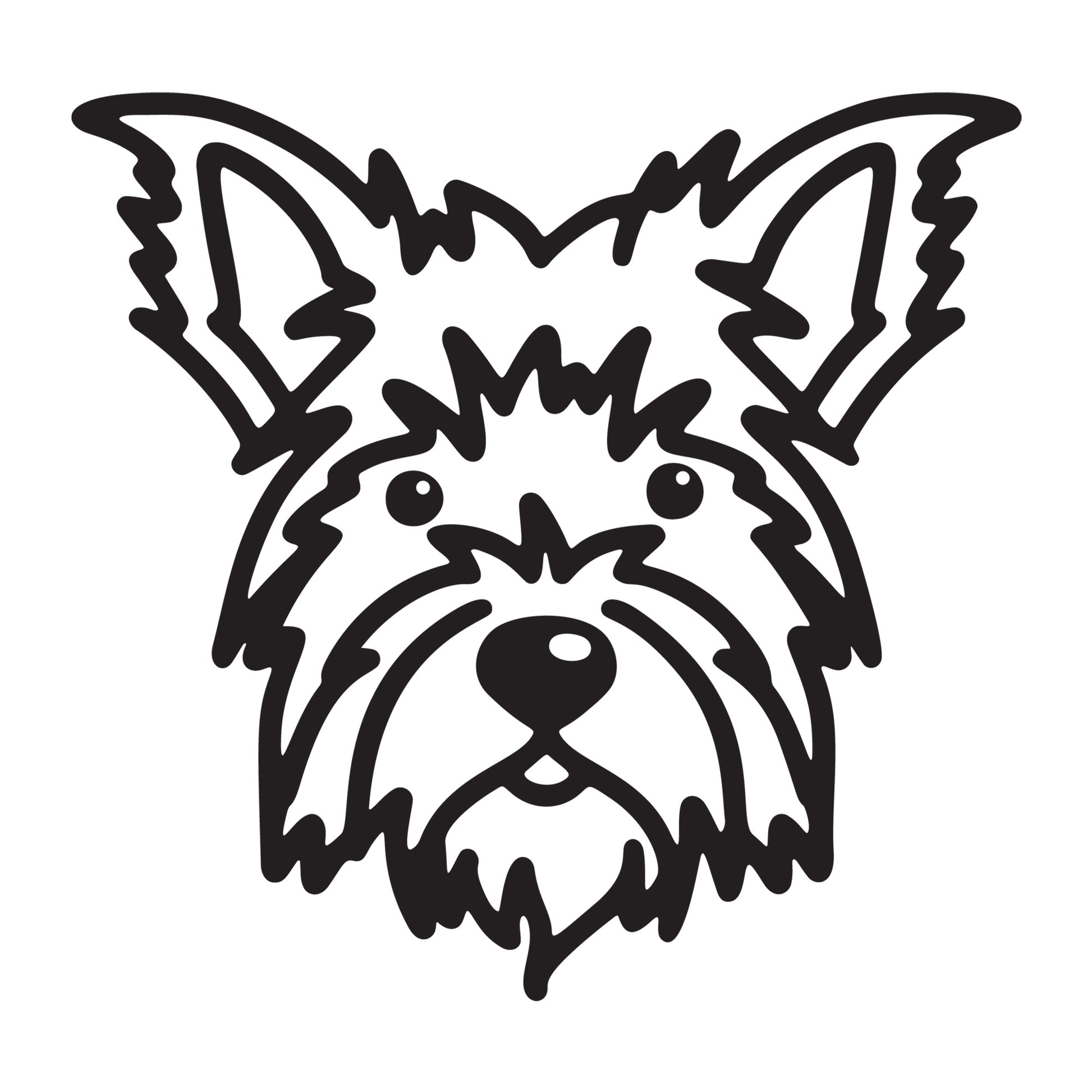Yorkshire Terrier SVG dog outline design for Cricut, Silhouette, laser cutting, vinyl, sublimation, and pet craft projects.
