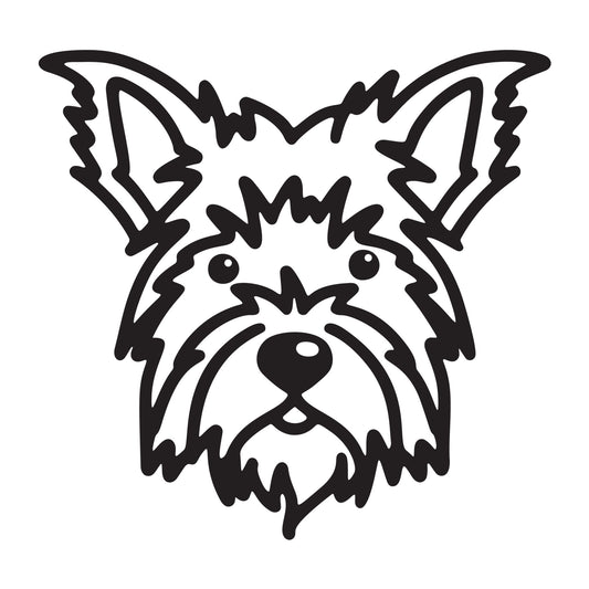 Yorkshire Terrier SVG dog outline design for Cricut, Silhouette, laser cutting, vinyl, sublimation, and pet craft projects.