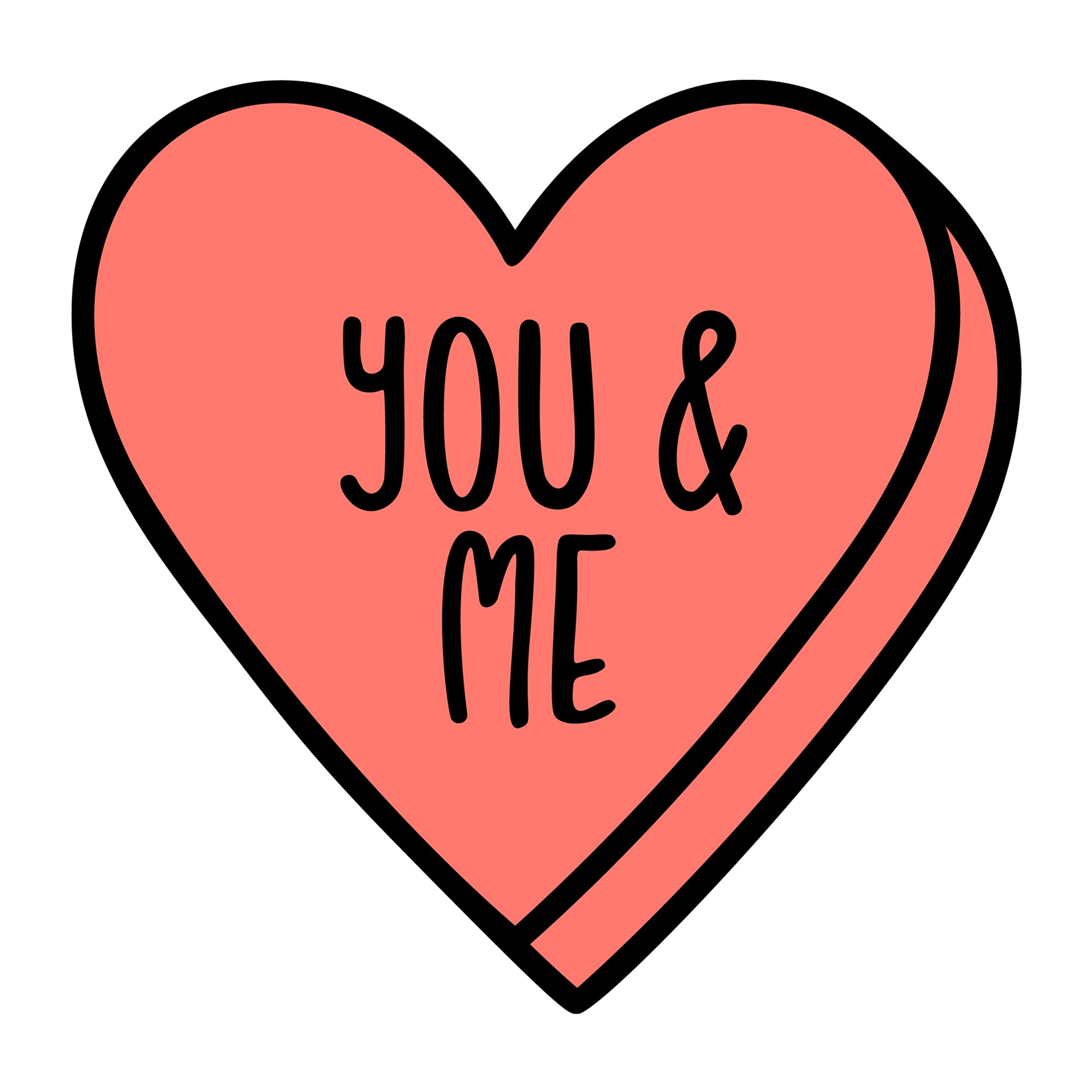 You And Me SVG design for Cricut, Silhouette, laser cutting, vinyl, sublimation, Valentine conversation hearts, and craft projects.
