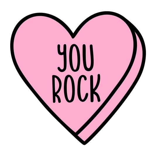 You Rock SVG design for Cricut, Silhouette, laser cutting, vinyl, sublimation, Valentine conversation hearts, and craft projects.