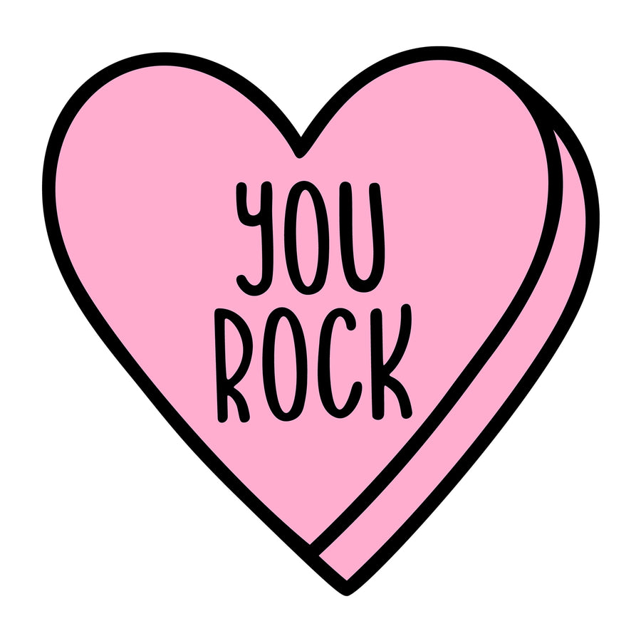 You Rock SVG design for Cricut, Silhouette, laser cutting, vinyl, sublimation, Valentine conversation hearts, and craft projects.