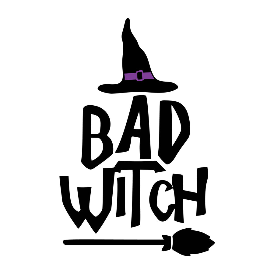 Bad Witch SVG design for Cricut, Silhouette, laser cutting, vinyl, sublimation, and Halloween craft projects.