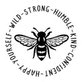 Bee Yourself Wild Strong Humble Kind Confident Happy SVG design for Cricut, Silhouette, laser cutting, vinyl, sublimation, and bee craft projects.