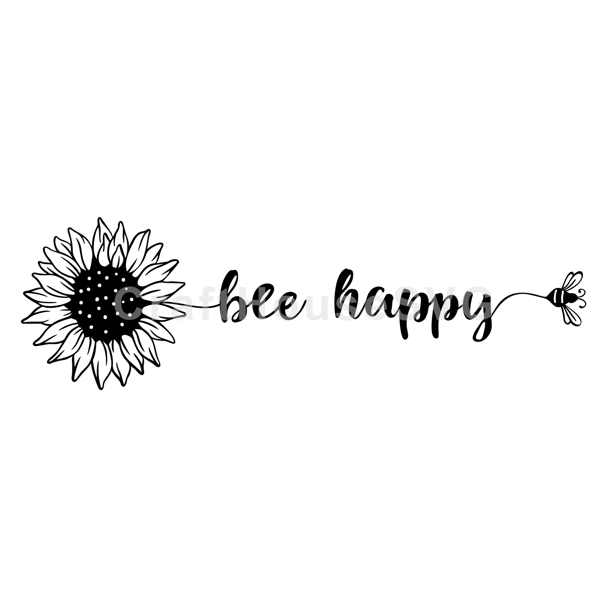 Bee Happy SVG Sunflower Quote Cut File