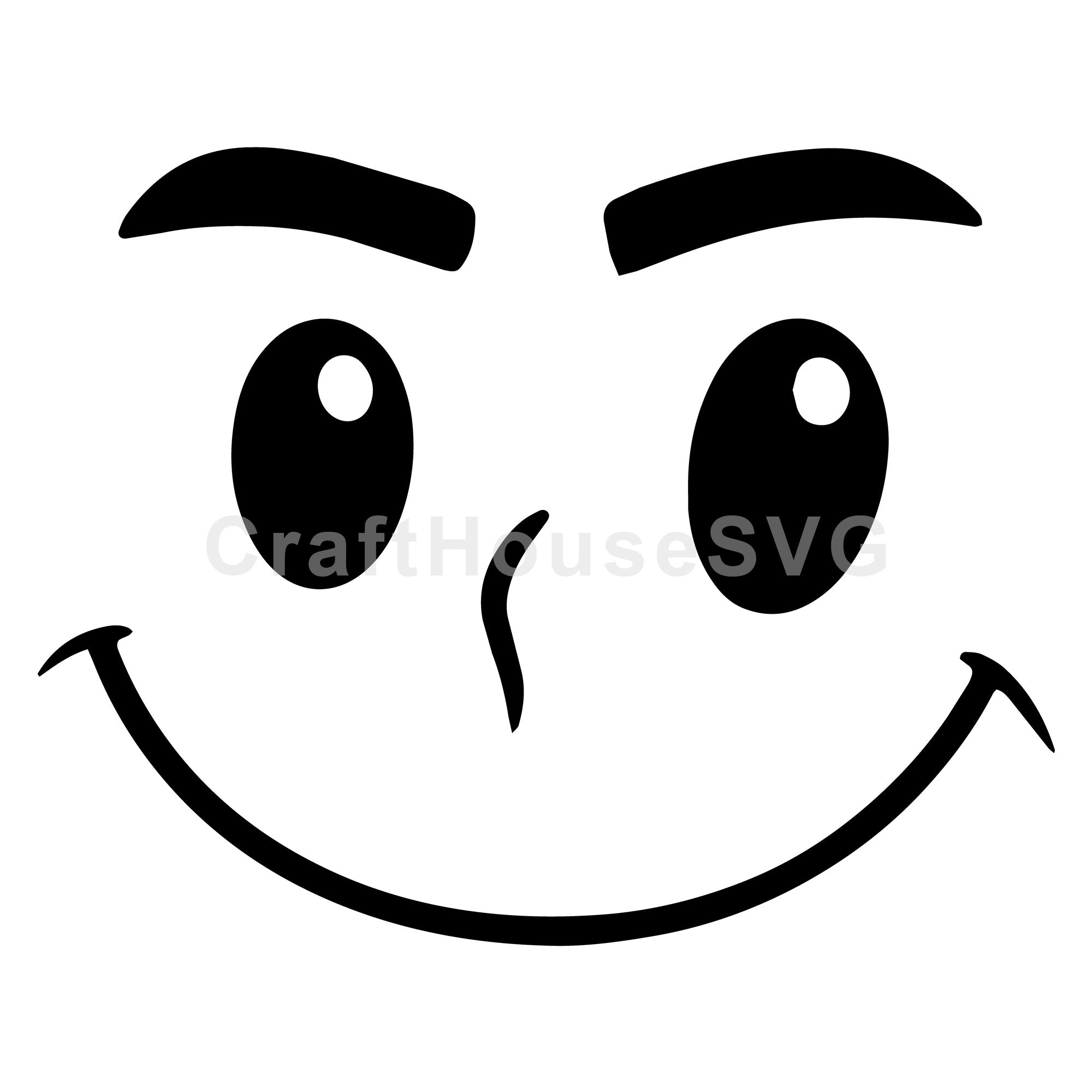 Cheerful Cartoon Face SVG Cut File