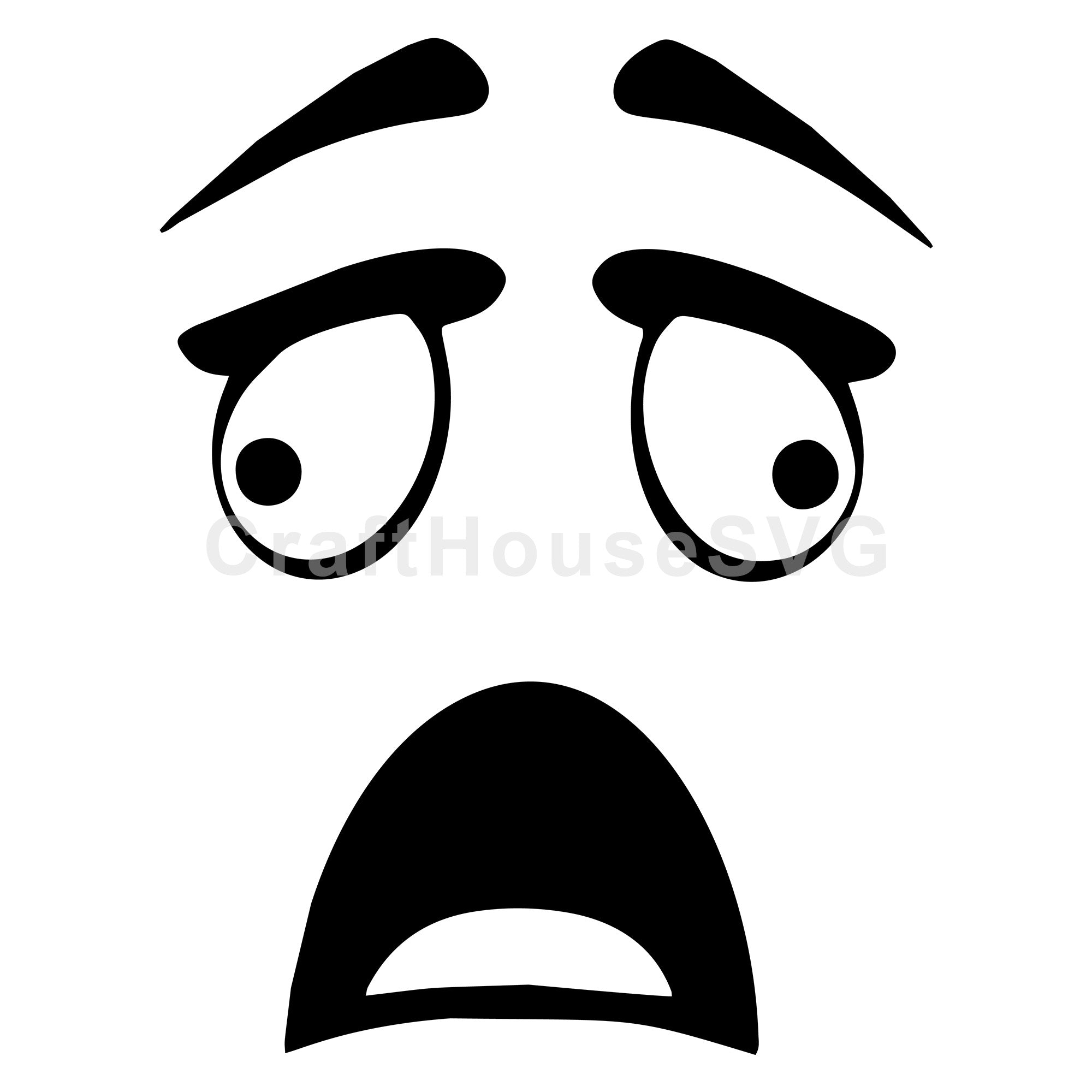 Anxious Cartoon Face SVG