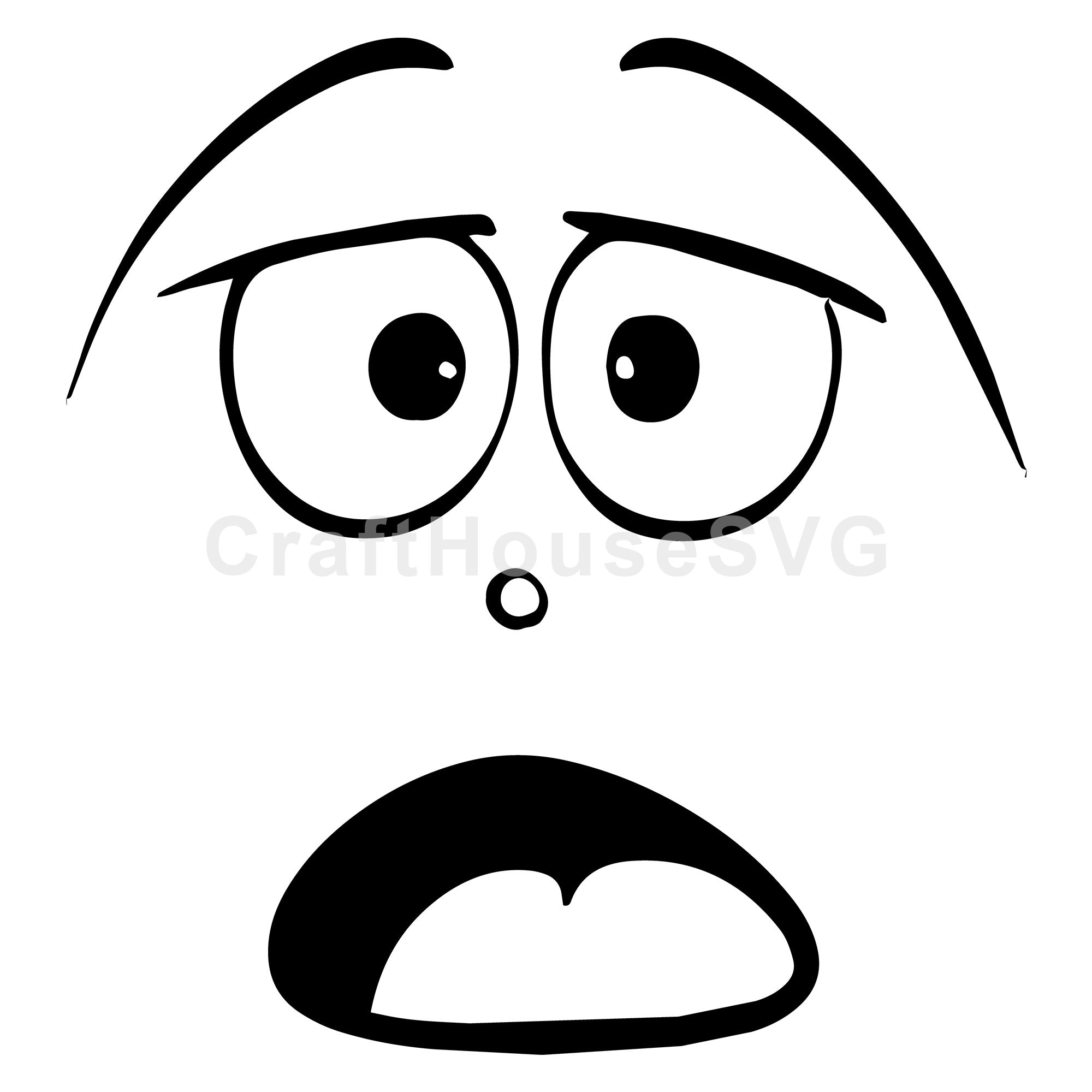 Fearful Cartoon Face SVG