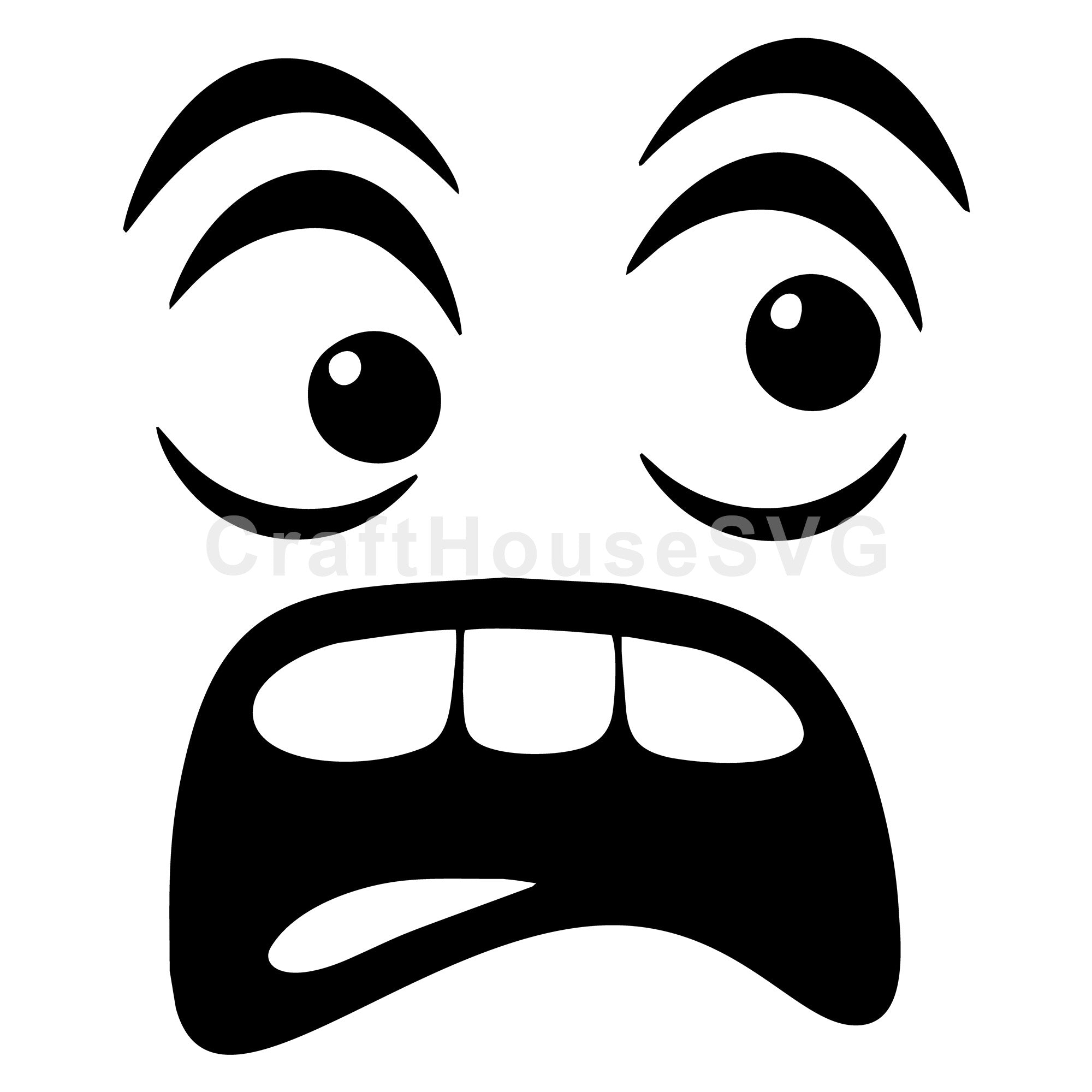 Panicked Cartoon Face SVG