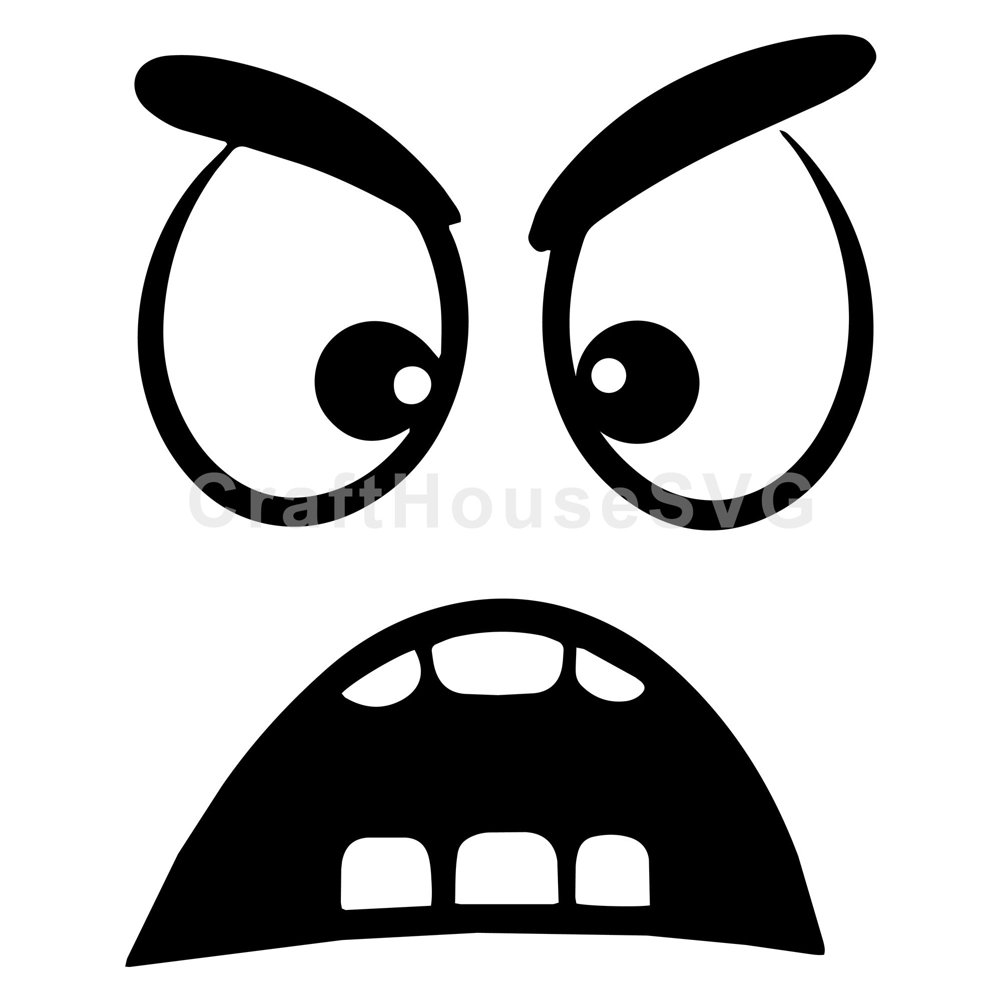 Angry Cartoon Face SVG with Gritted Teeth Expression