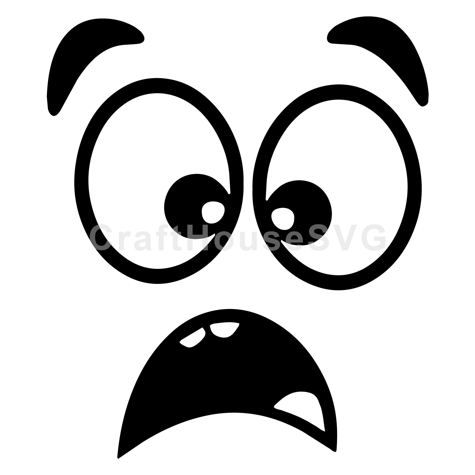 Frightened Cartoon Face SVG with Wide-Eyed Shock