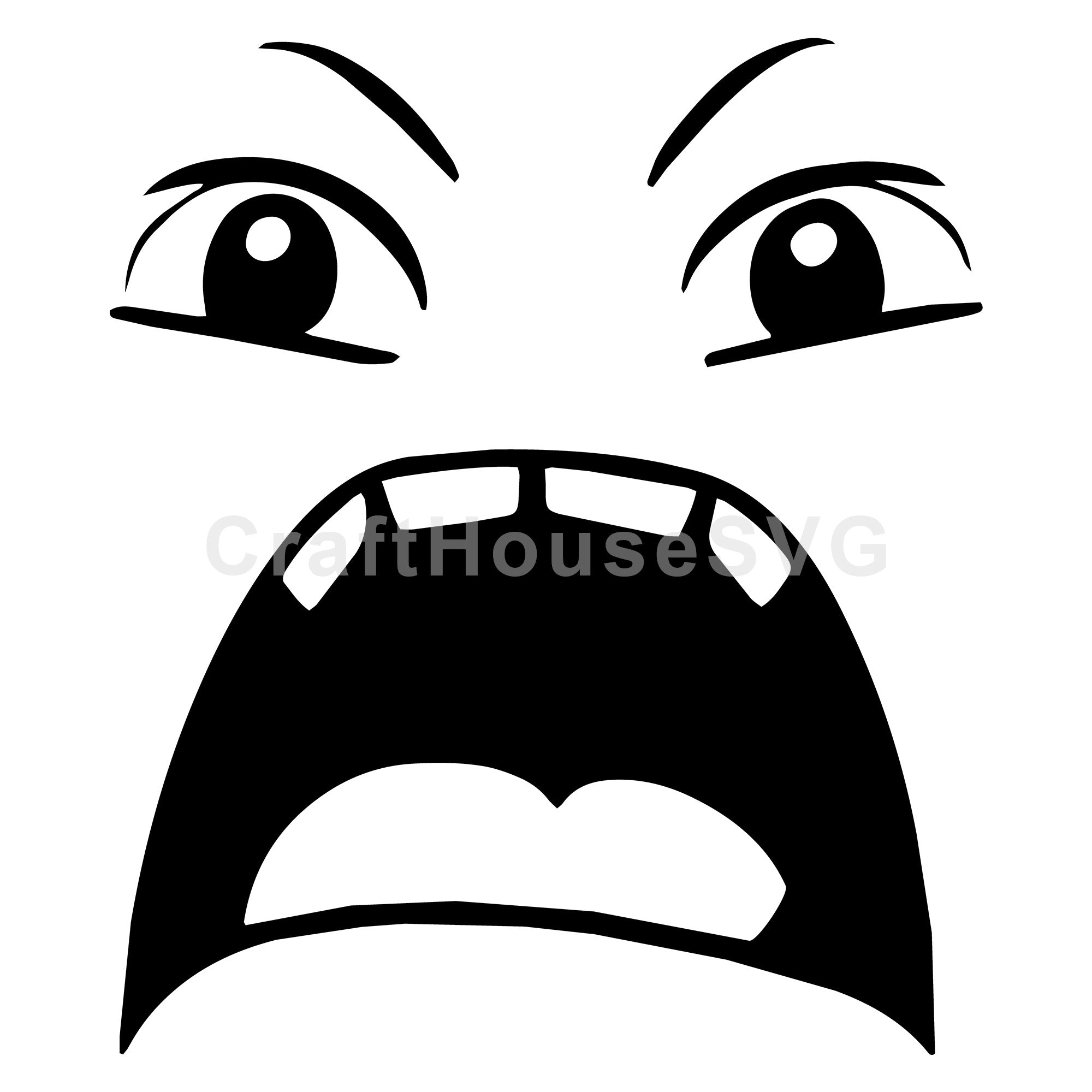 Yelling Cartoon Face SVG with Open Mouth Expression