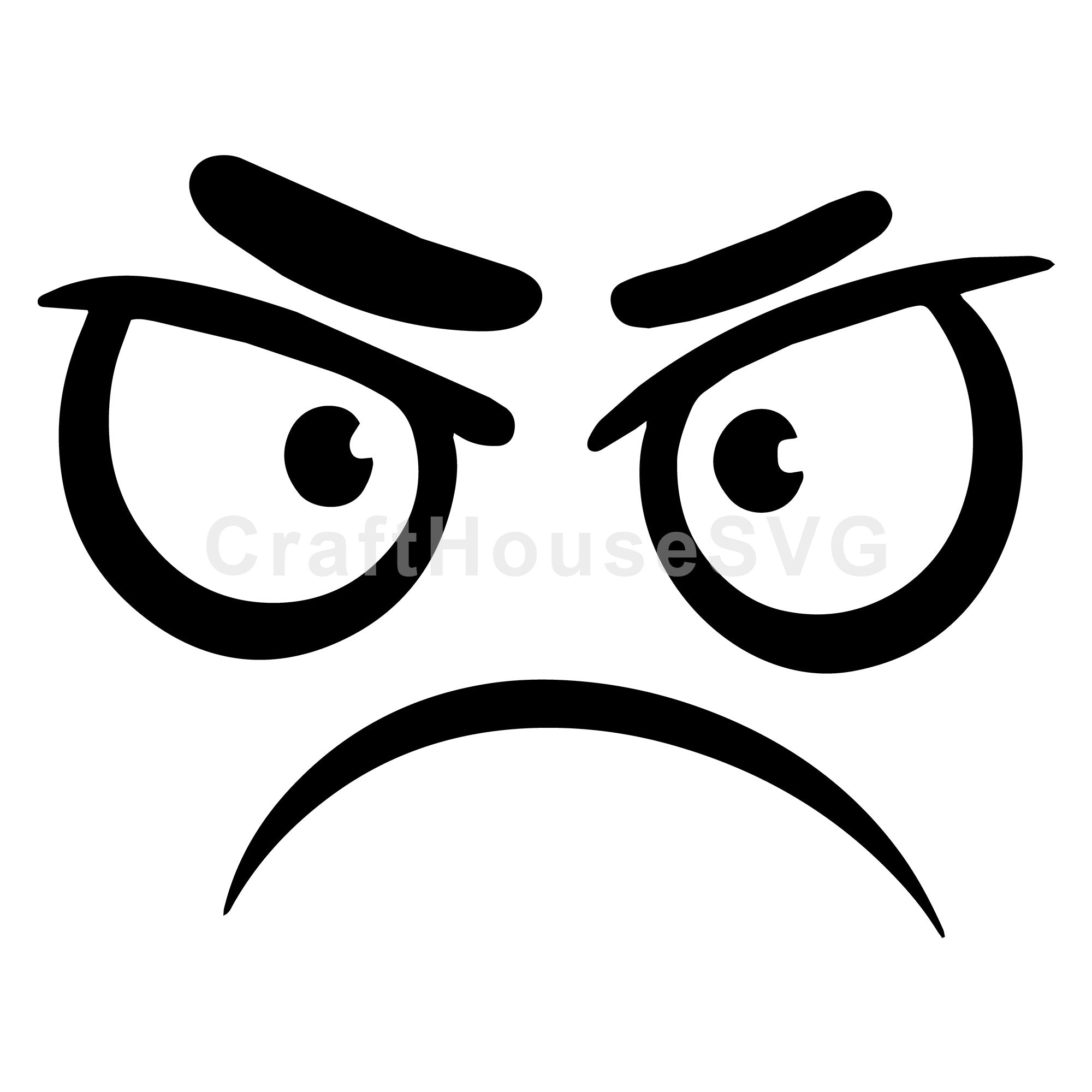 Furious Cartoon Face SVG with Intense Eyebrow Furrow