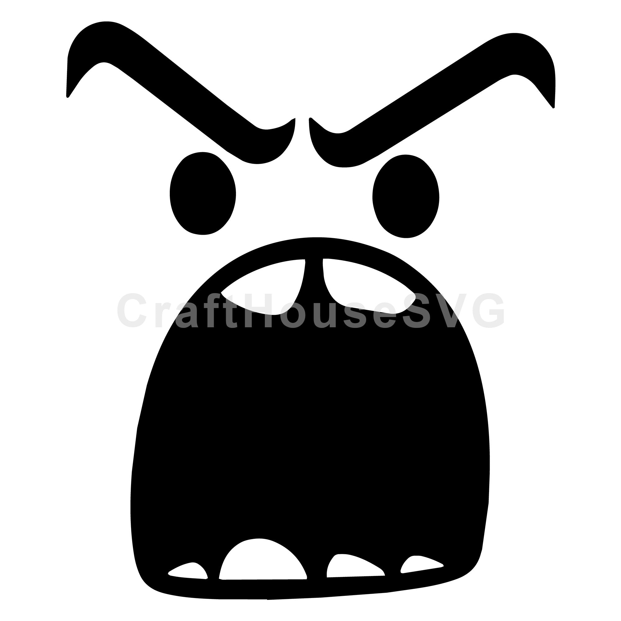 Fierce Cartoon Face SVG with Aggressive Glare