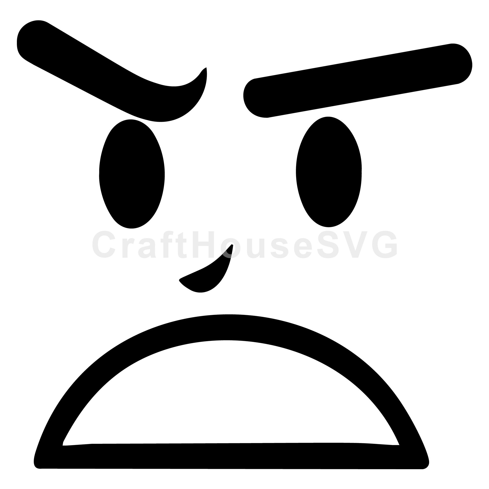 Upset Cartoon Face SVG with Worried Expression