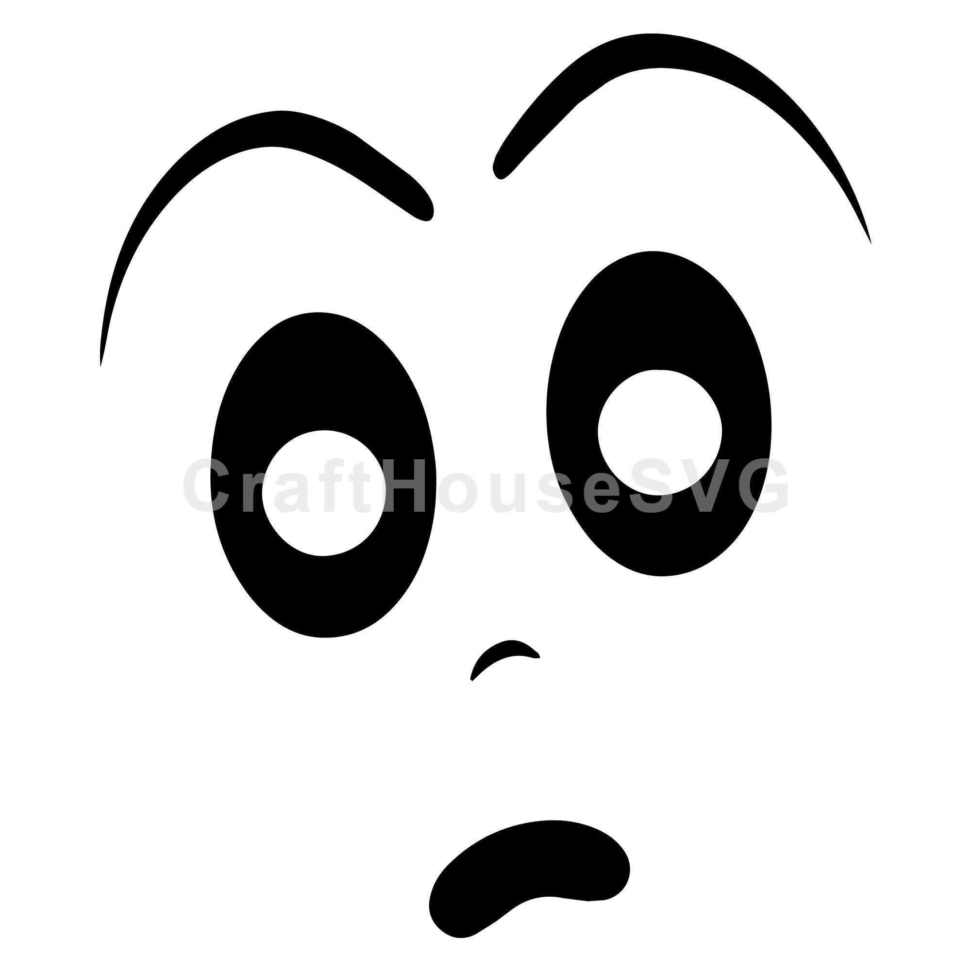 Angry Cartoon Face SVG with Slanted Eyebrows