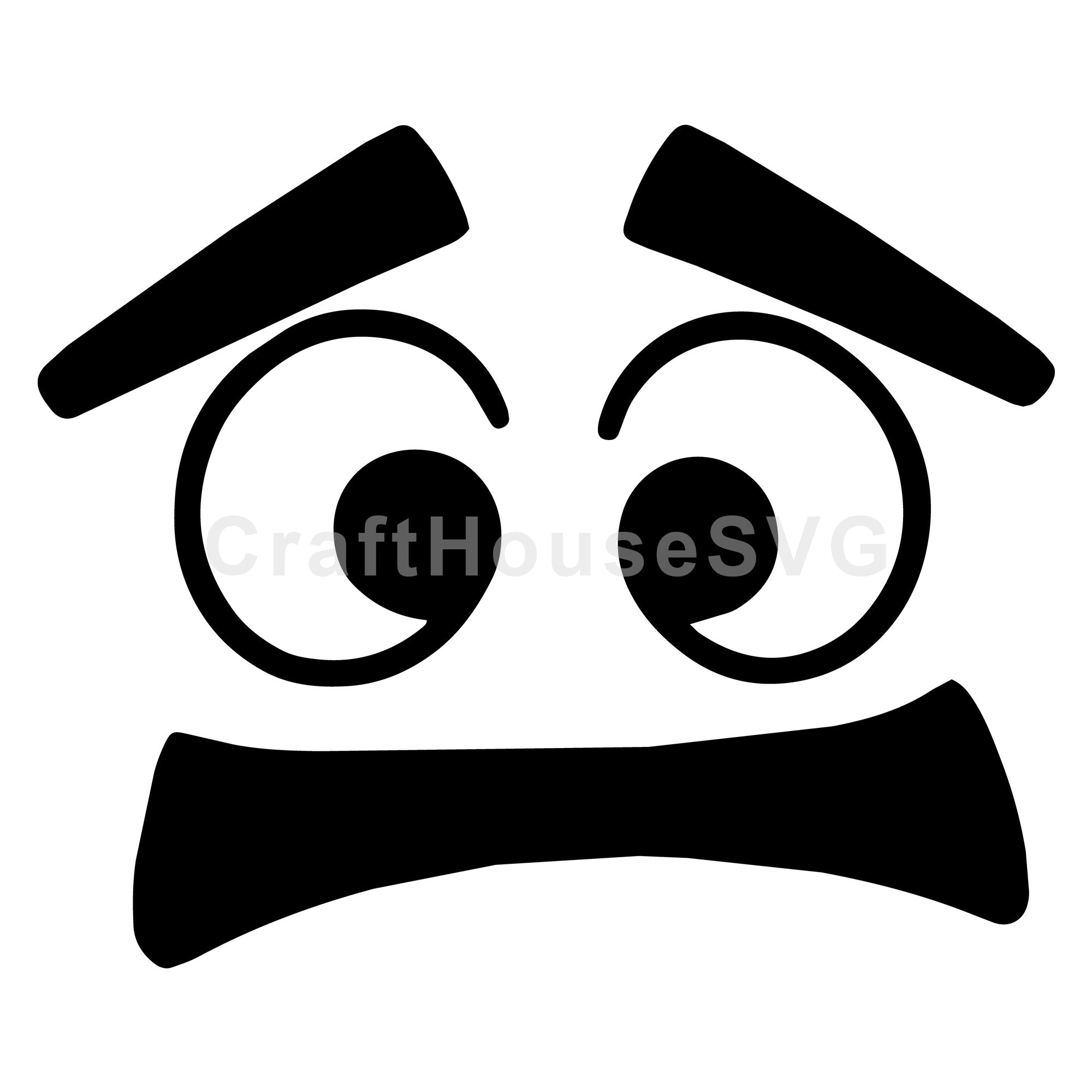 Bewildered Cartoon Face SVG with Open Mouth Surprise