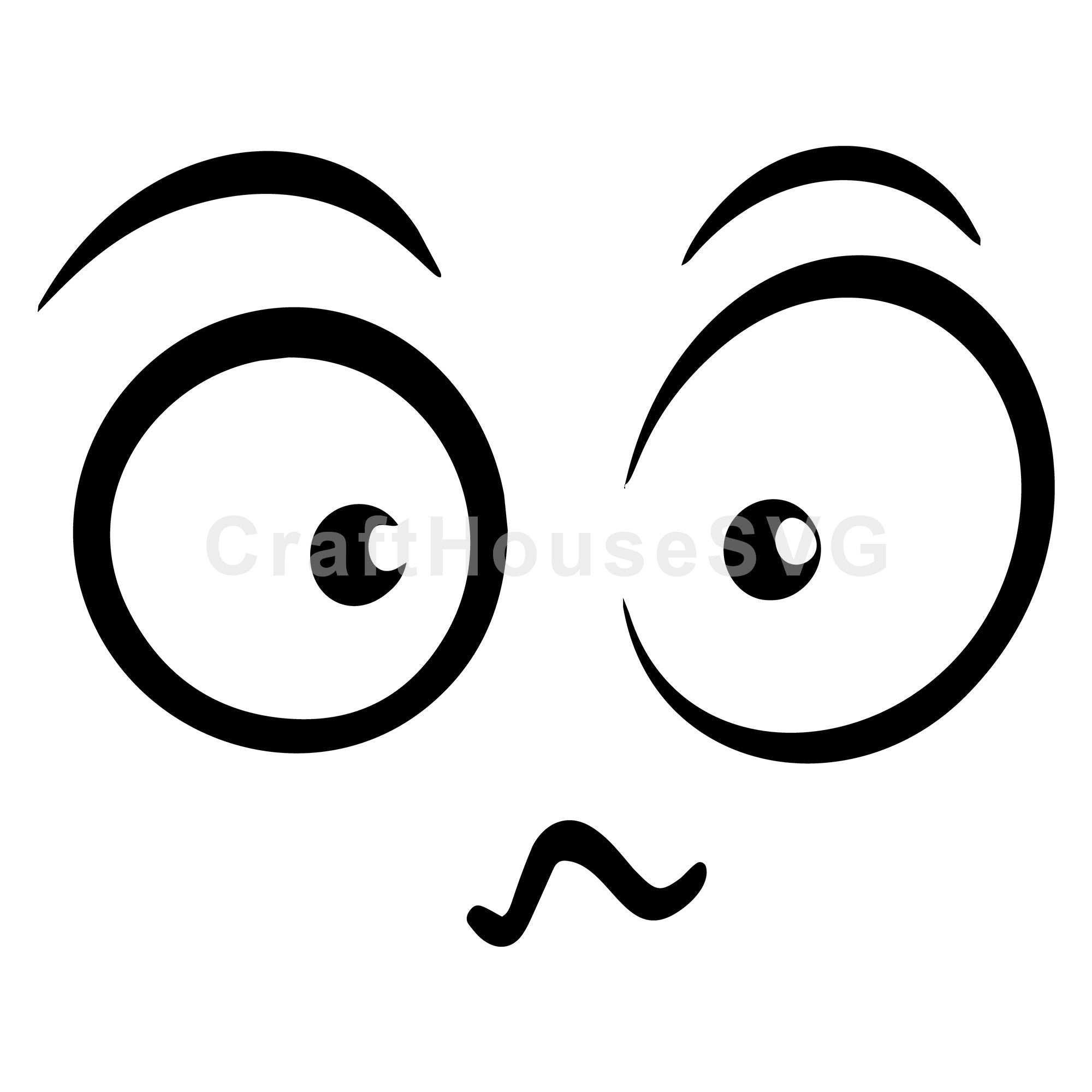 Curious Cartoon Face with Wide Eyes SVG