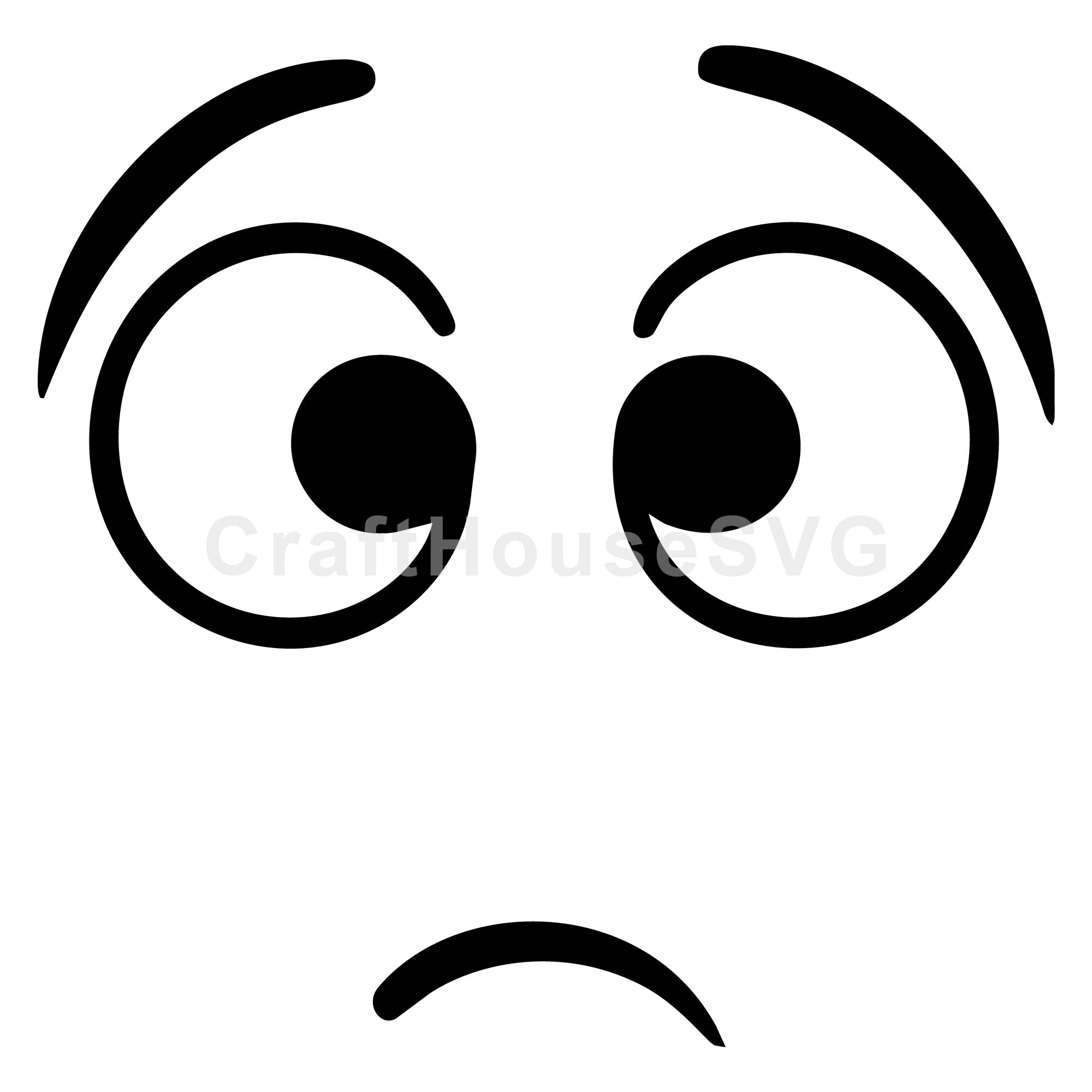 Confused Cartoon Face with Furrowed Brows SVG