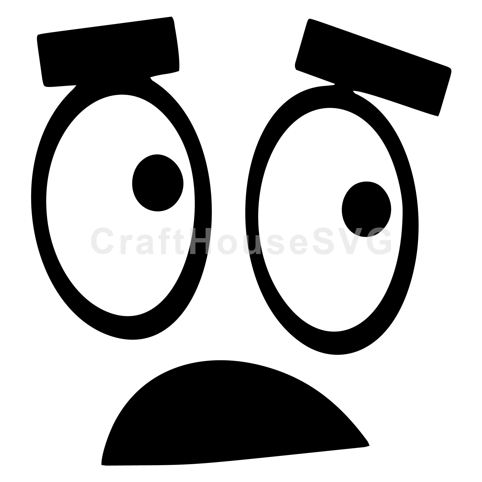 Silly Cartoon Face with Off-Kilter Eyes SVG