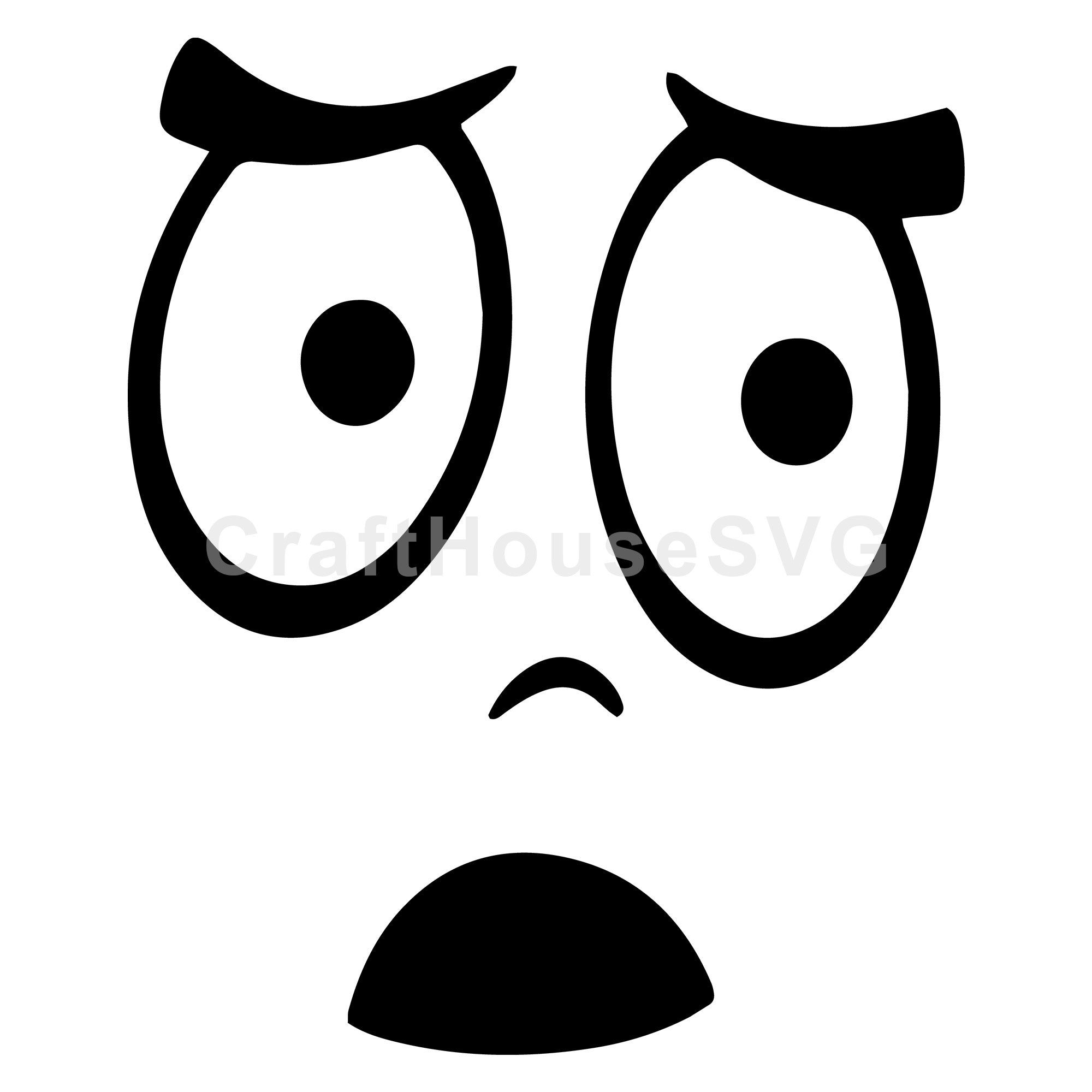 Worried Cartoon Face with Uneven Eyebrows SVG