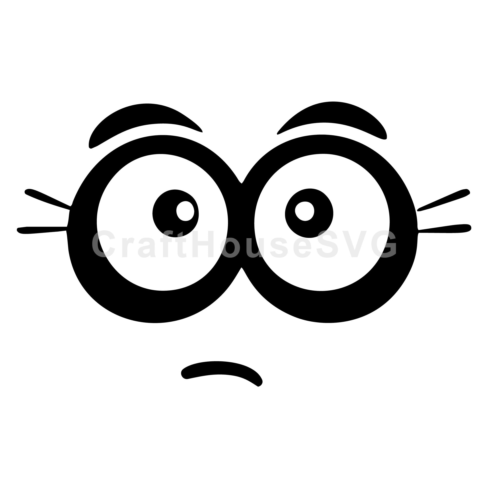 Nerdy Cartoon Face with Round Glasses SVG