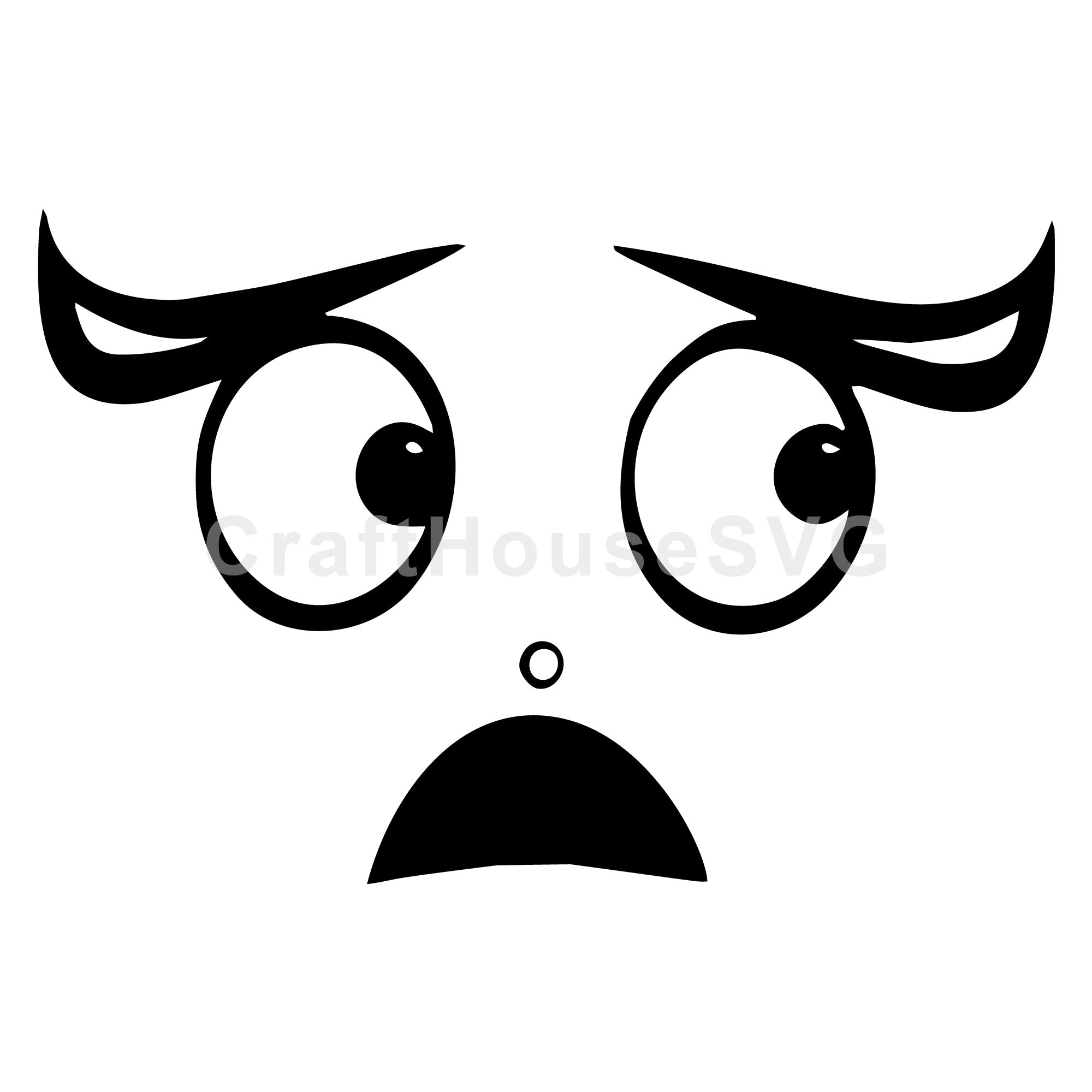 Startled Cartoon Face with Raised Brows SVG