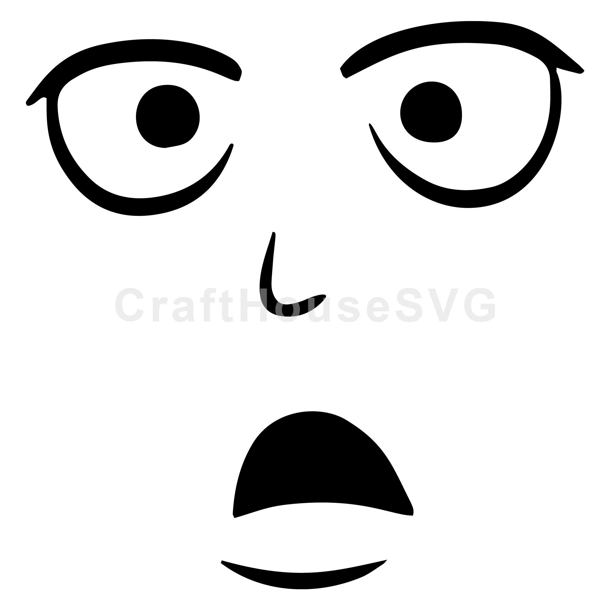 Baffled Cartoon Face with Off-Center Nose SVG