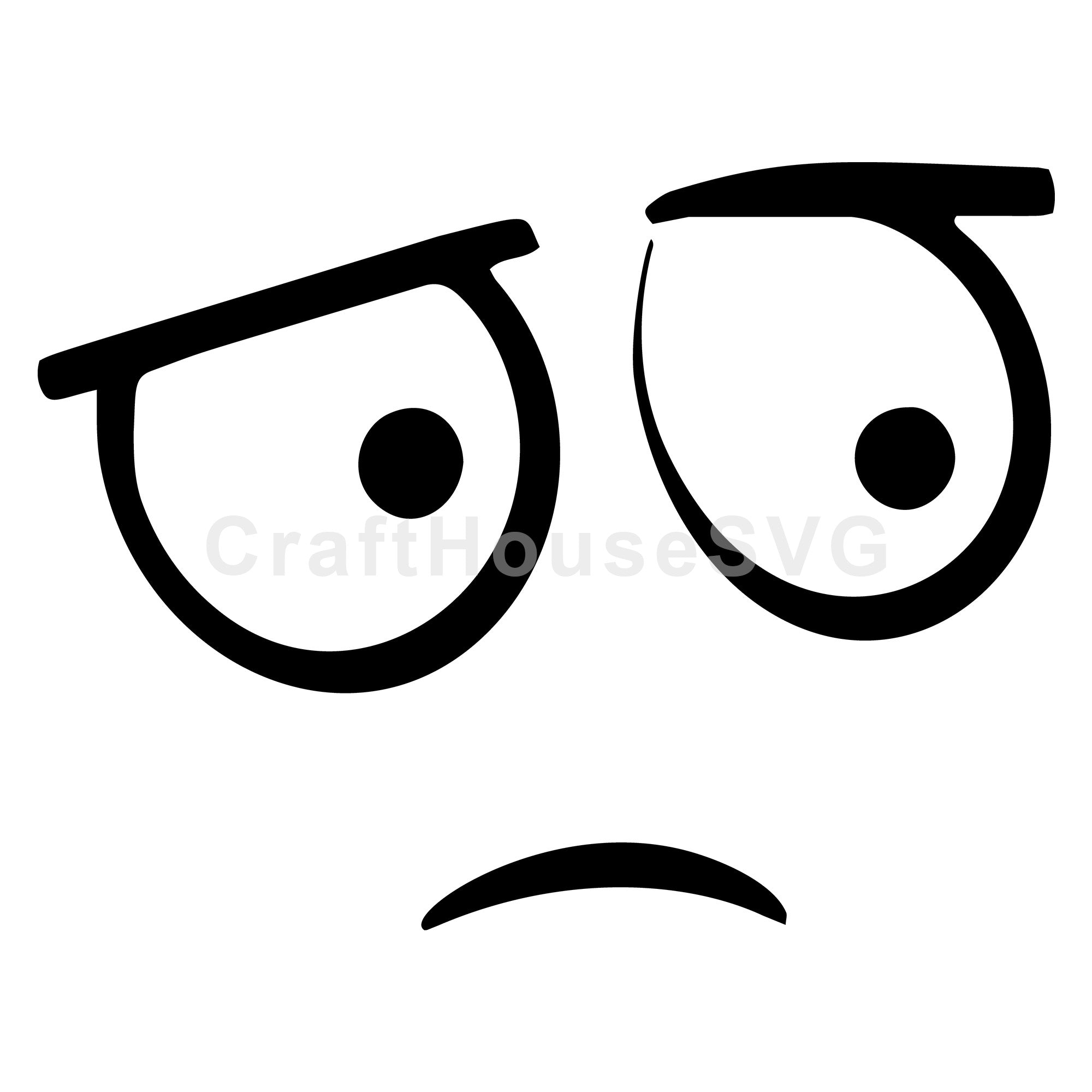 Unimpressed Cartoon Face with Flat Brows SVG