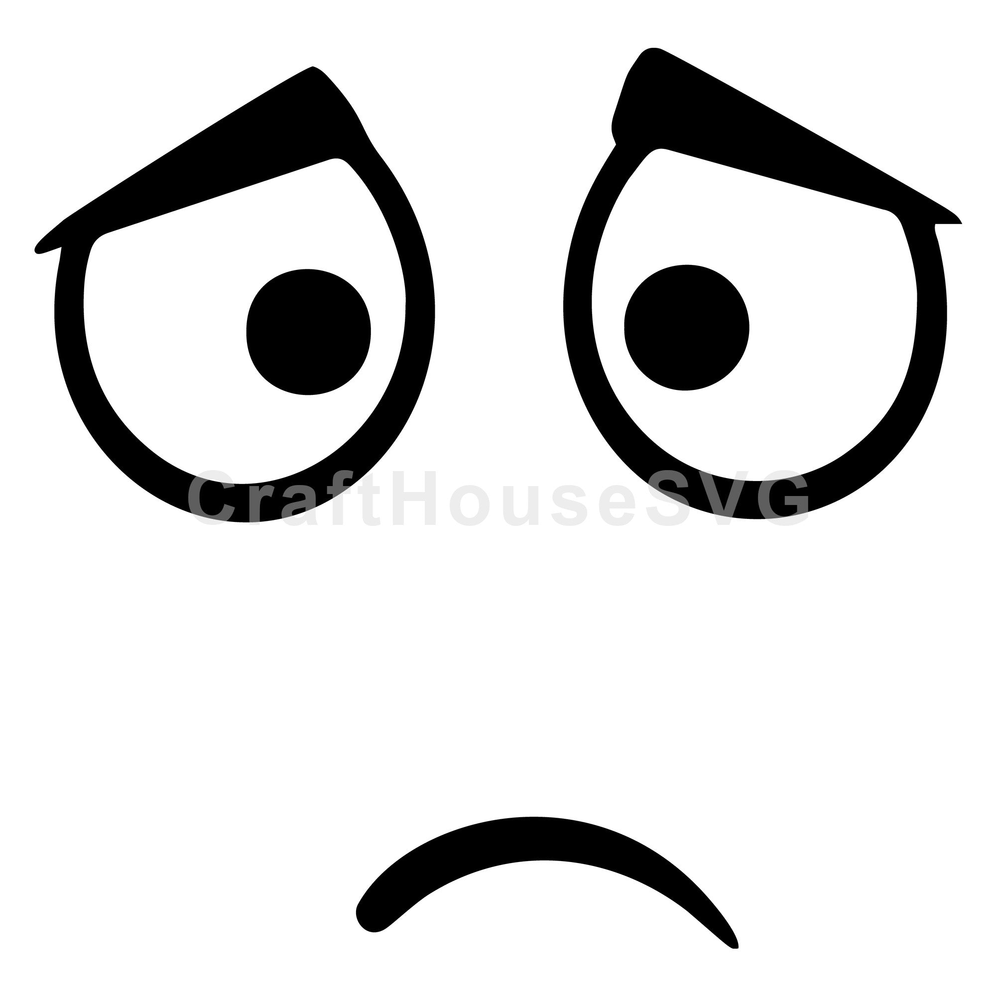 Sad Cartoon Face with Droopy Eyes SVG