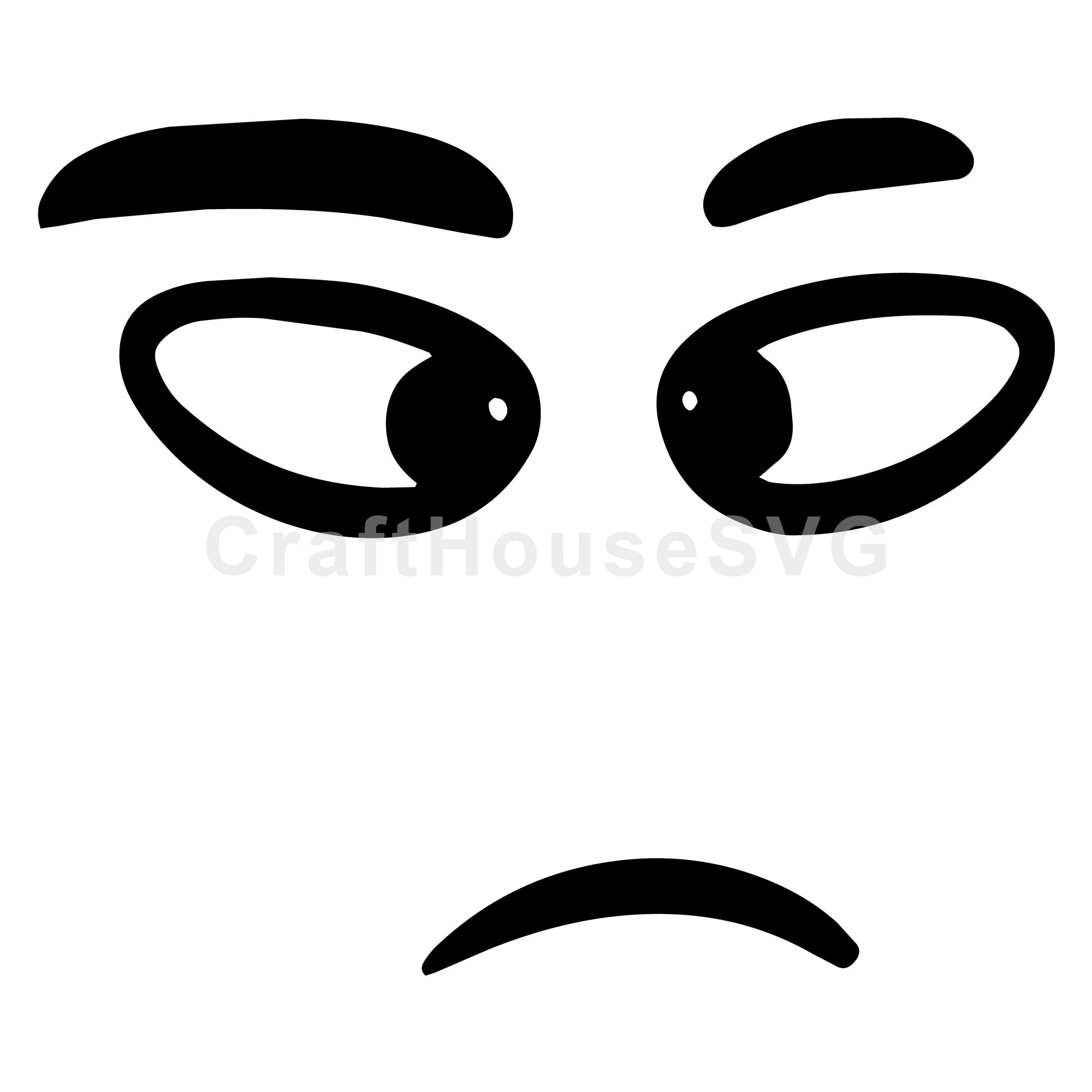 Displeased Cartoon Face with Side Glance SVG