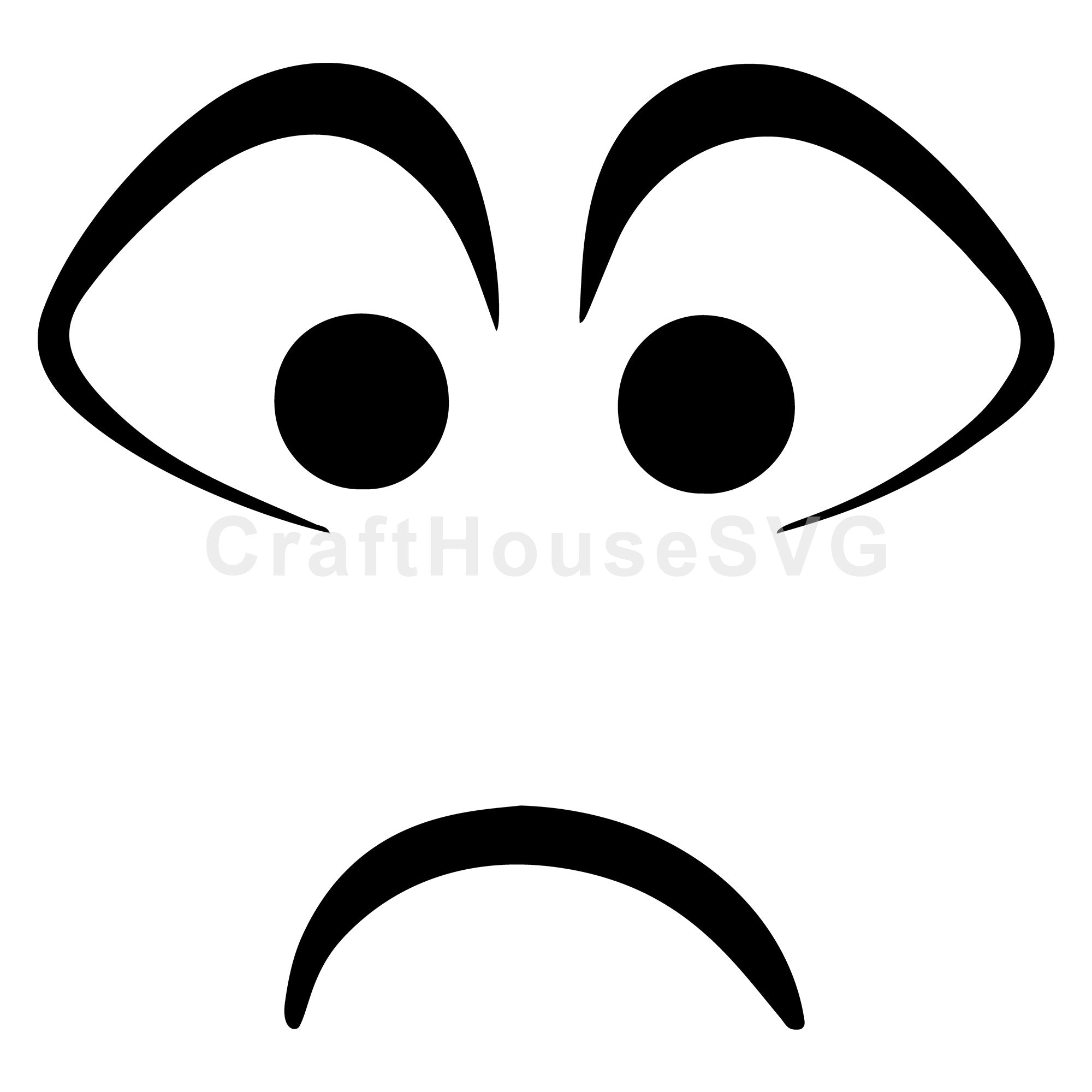 Sorrowful Cartoon Face with Downturned Eyes SVG