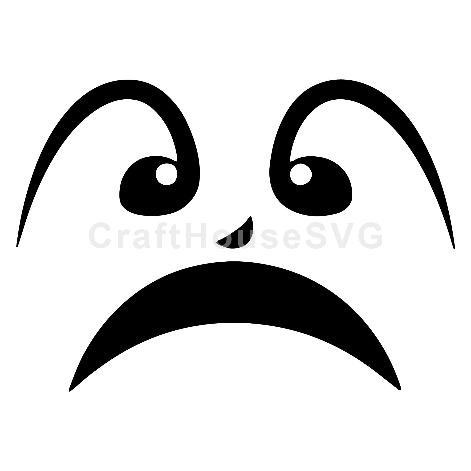 Pouting Cartoon Face with Curved Frown SVG