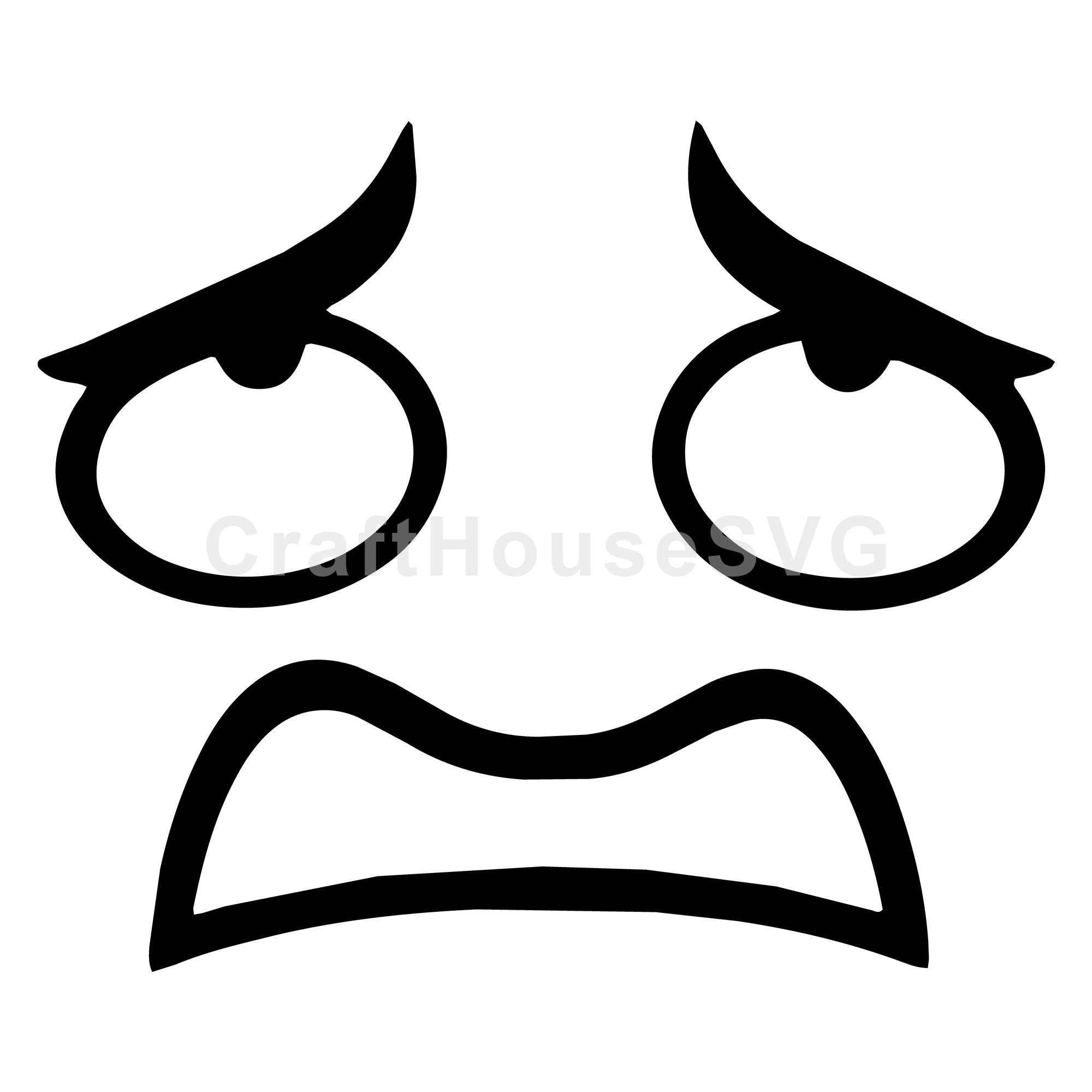 Upset Cartoon Face SVG Cut File