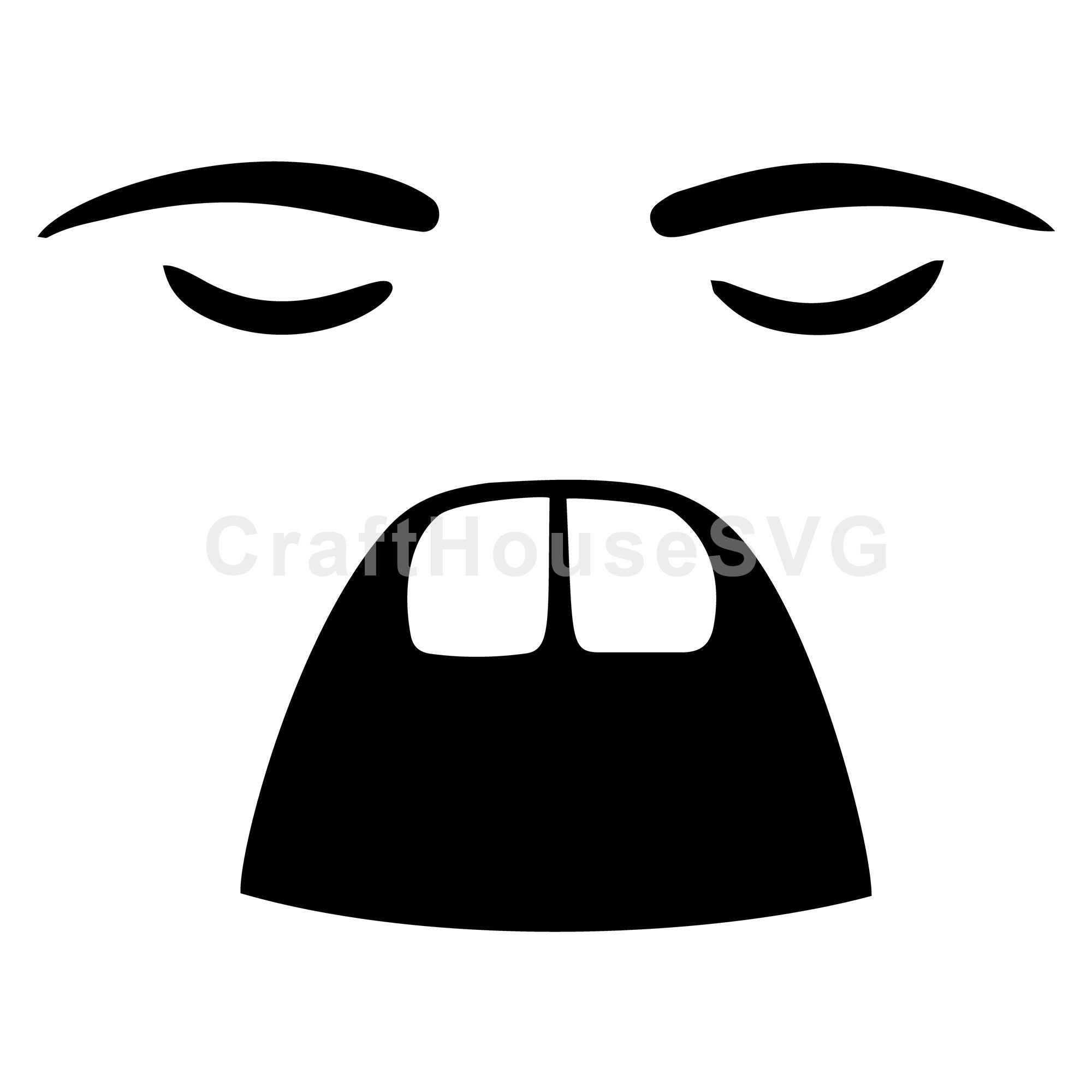 Grumpy Cartoon Face with Closed Eyes SVG