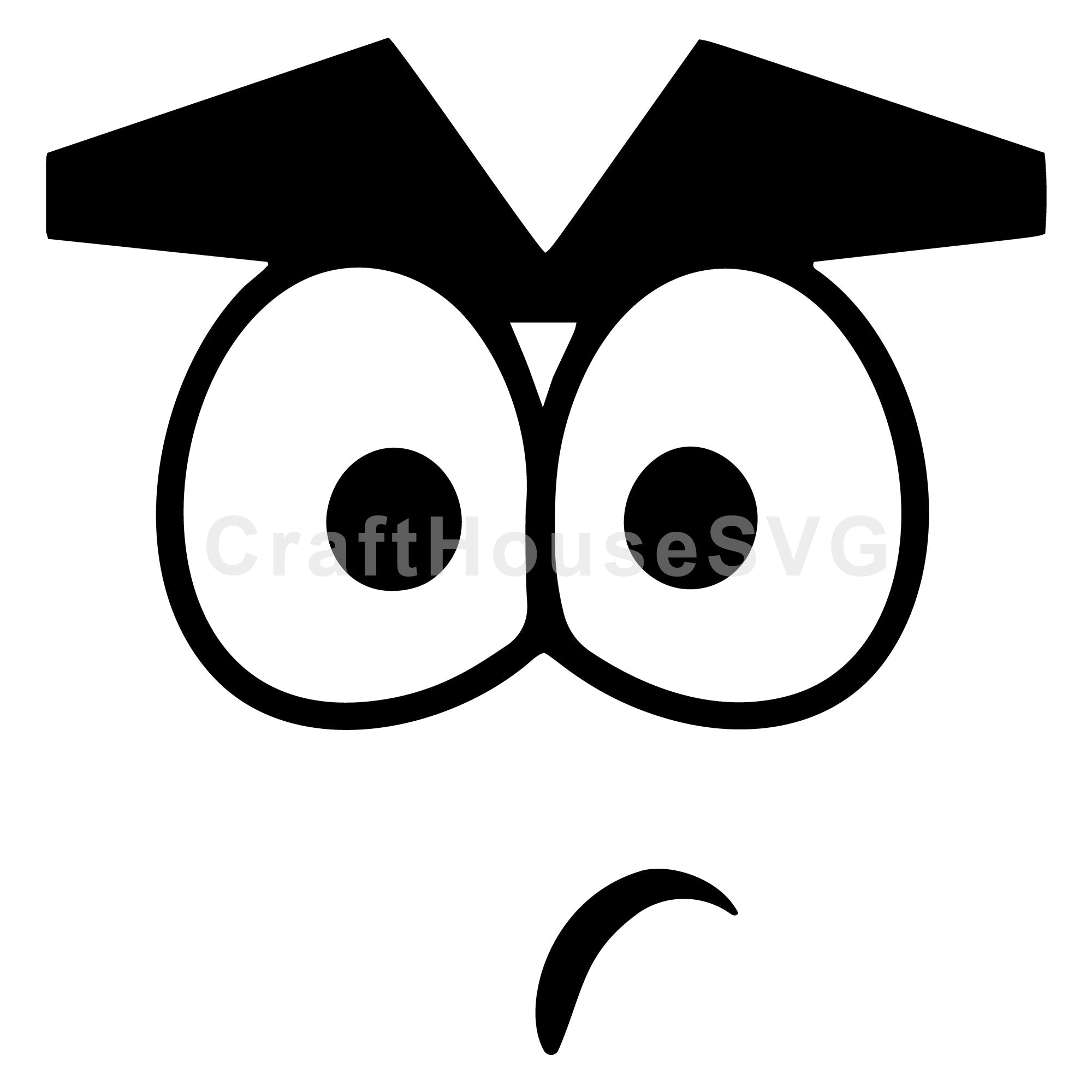 Confused Cartoon Face with Heavy Eyebrows SVG