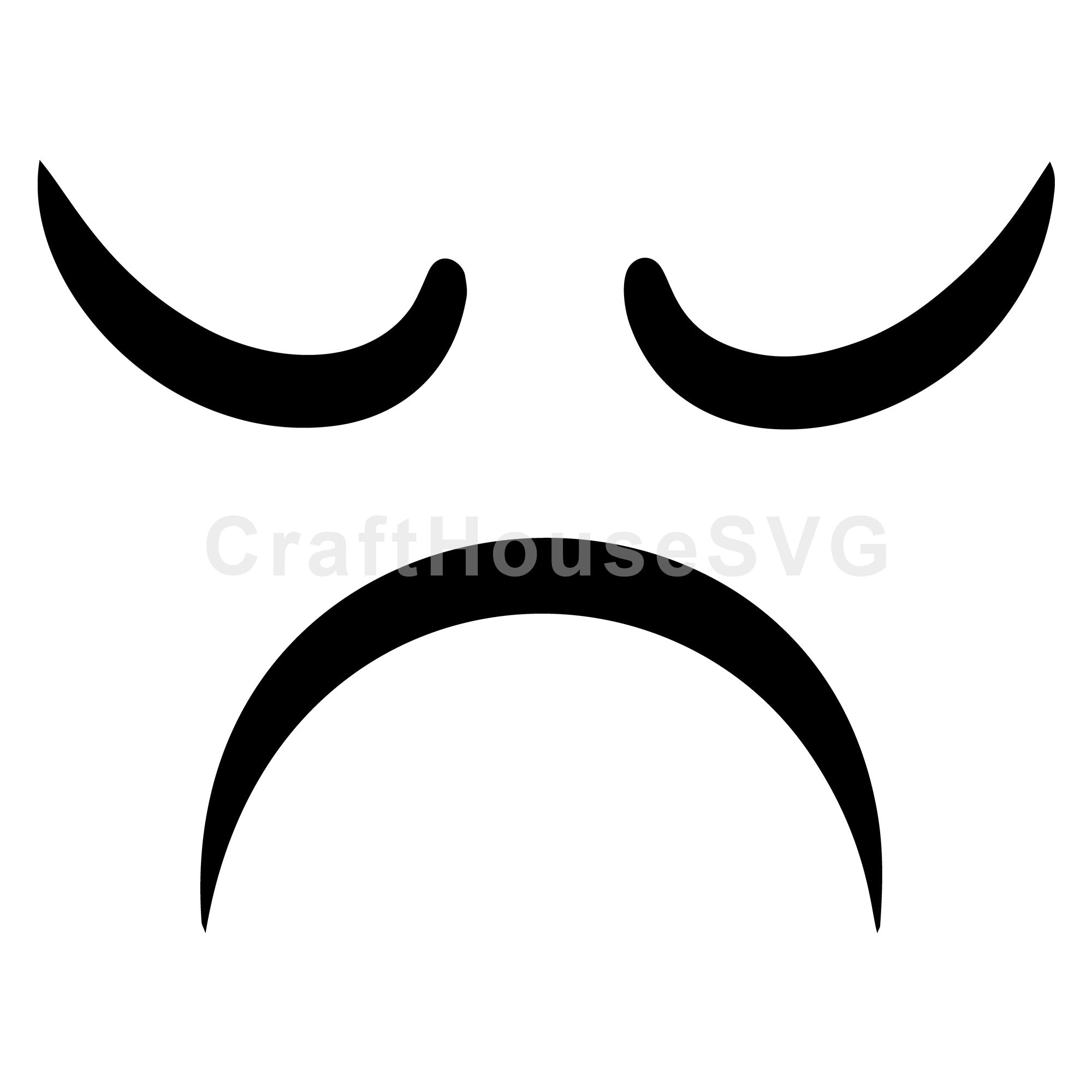 Moody Cartoon Face with Droopy Mouth SVG