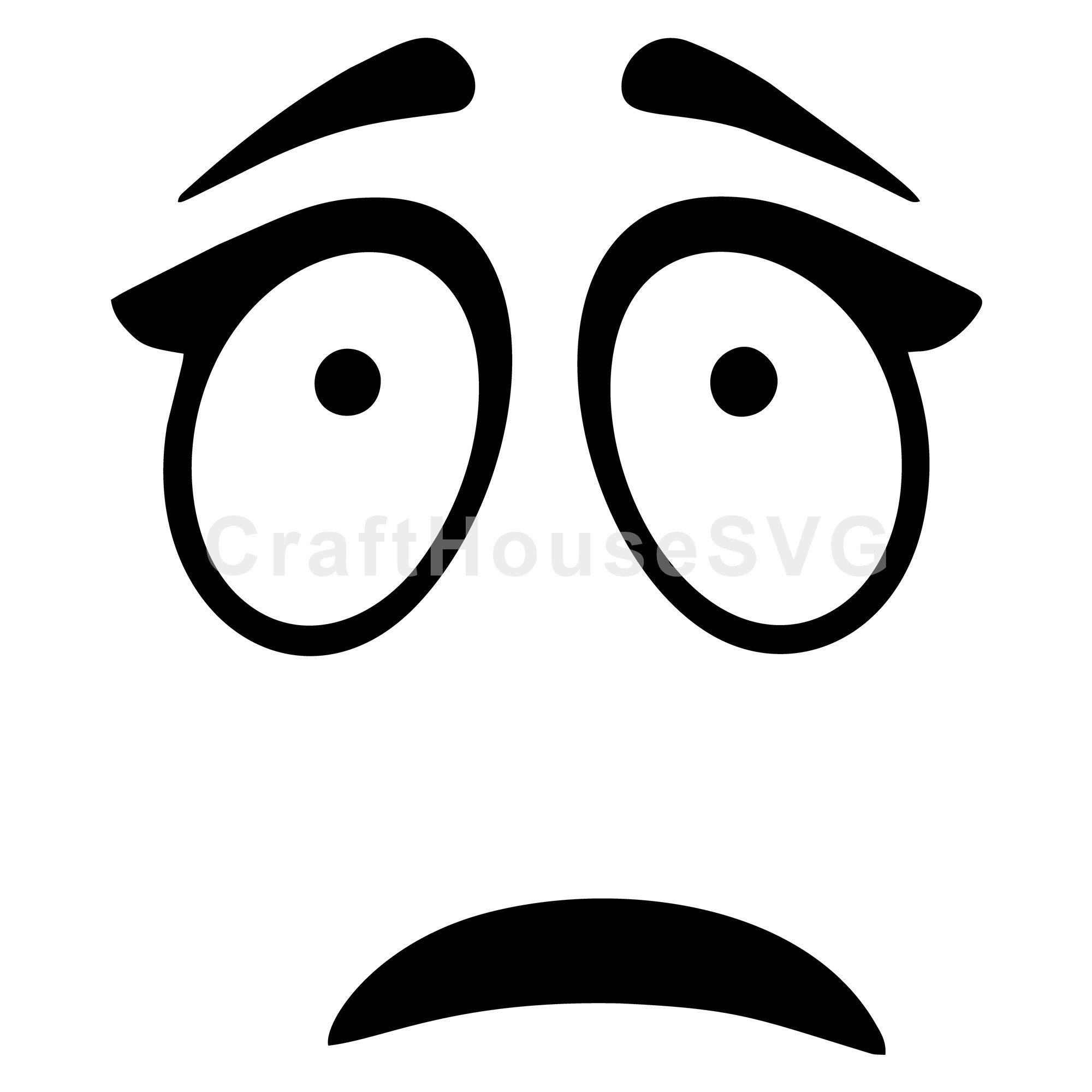 Worried Cartoon Face with Raised Eyebrows SVG